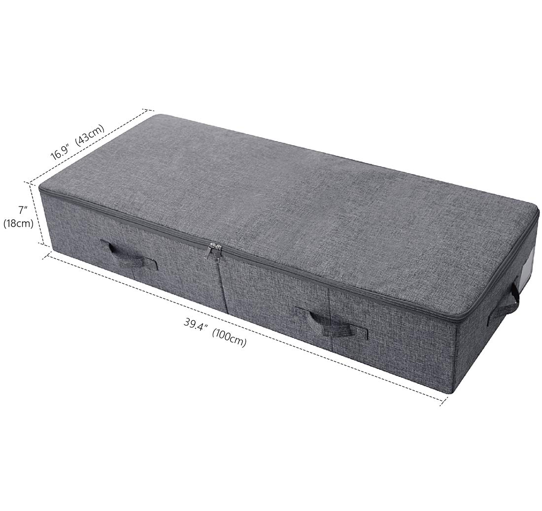 iwill CREATE PRO Pack of 2, Large Rigid Underbed Storage Boxes for Duvets, Queen/King Size Blankets, All Sides Built in Plastic
