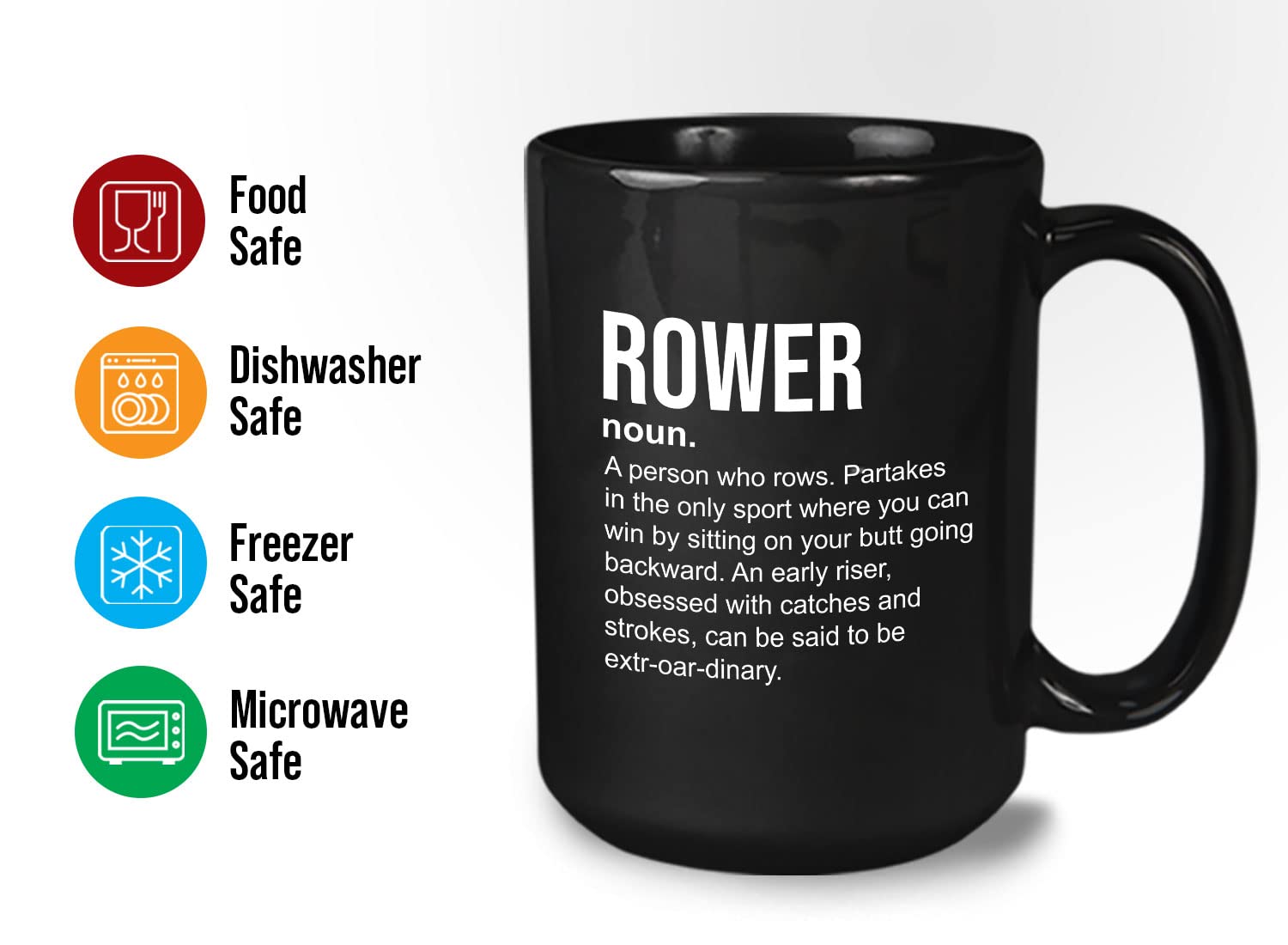 Bubble Hugs Rowing Coffee Mug 15oz Black - Rower Definition - Rower Definitions Sport Lovers Game Athlete Lake Lover Boats Racin