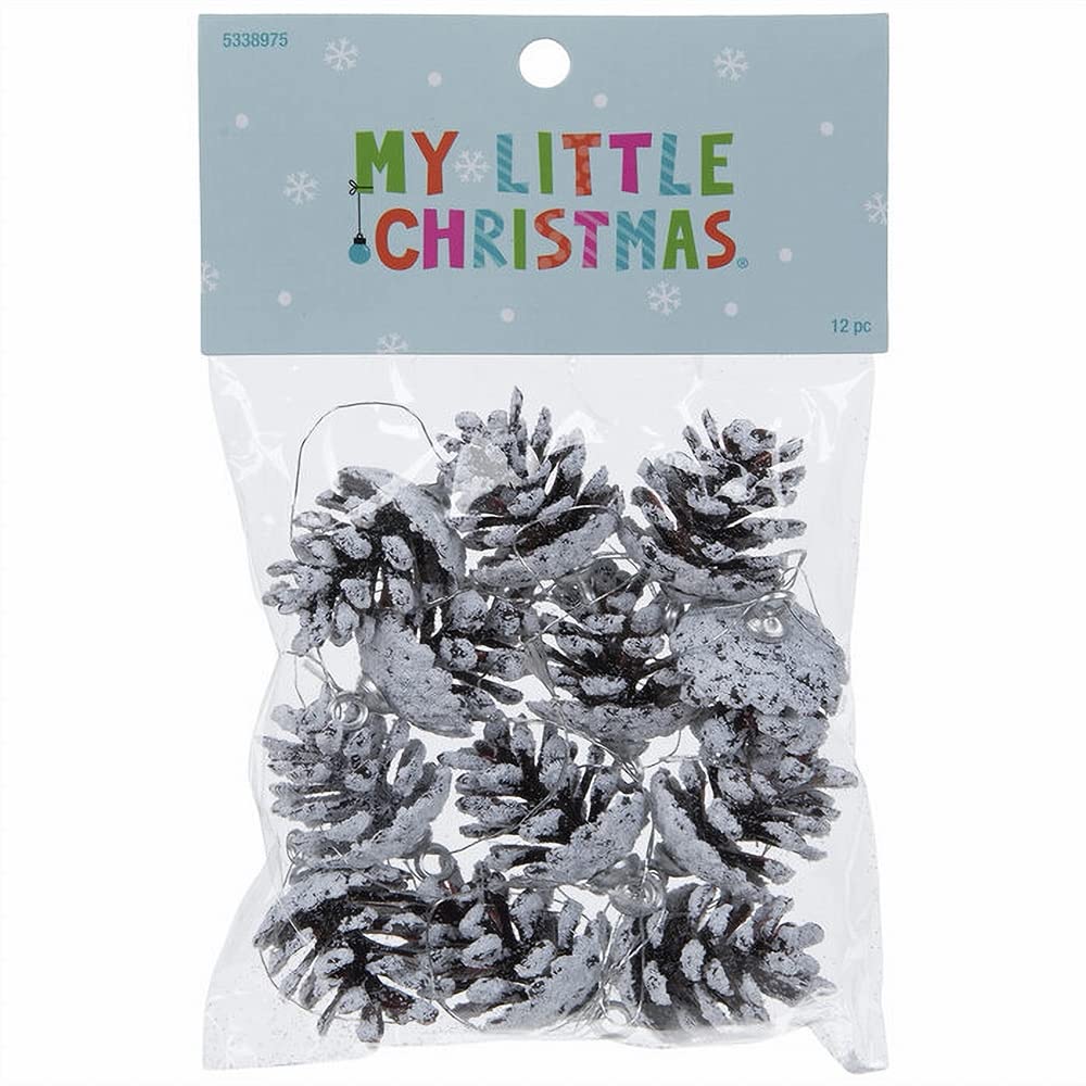 Mini Christmas Tree Ornaments for Tiny Tree (12 Frosted Pinecone Ornaments)