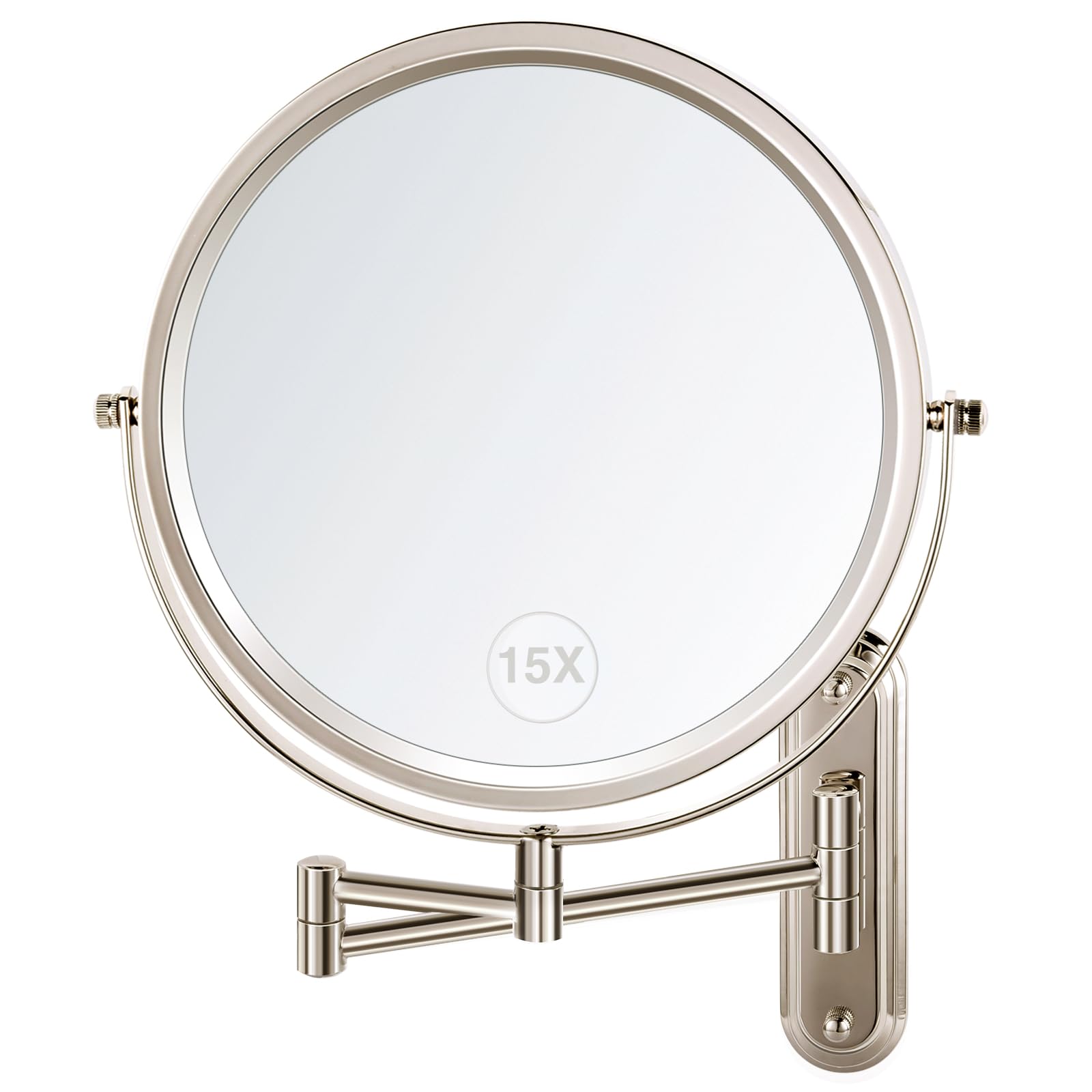 Vorremirr Wall Mounted Makeup Mirror, 1X/15X Magnifying Mirror With 8.5'' Double Sided, Vanity Makeup Mirror For Bathroom, Brush