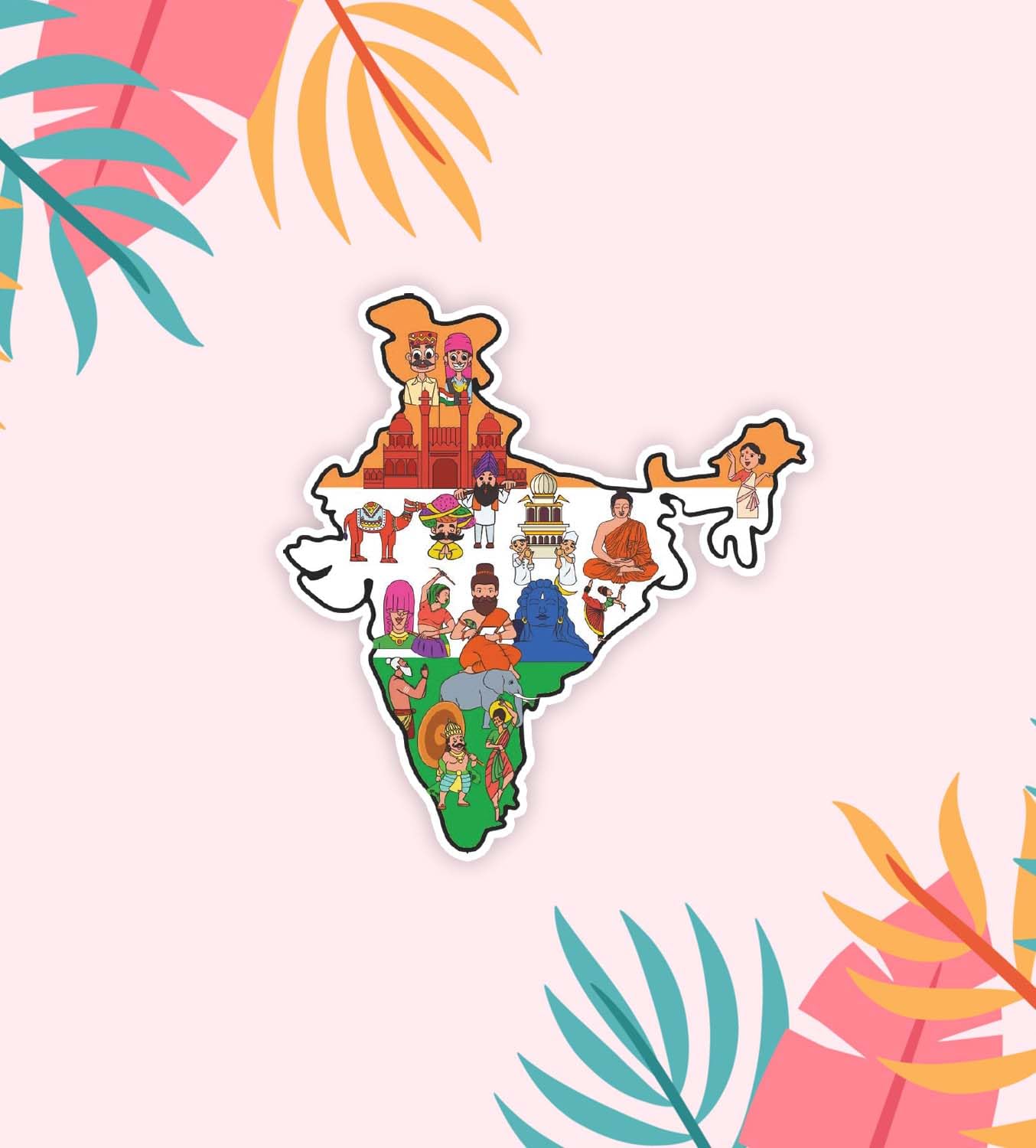 Gift Me Bazar Indian Map Fridge Magnet For Home & Kitchen Decor | Indian Souvenir Gifts | Refrigerator Door Magnetic Sticker