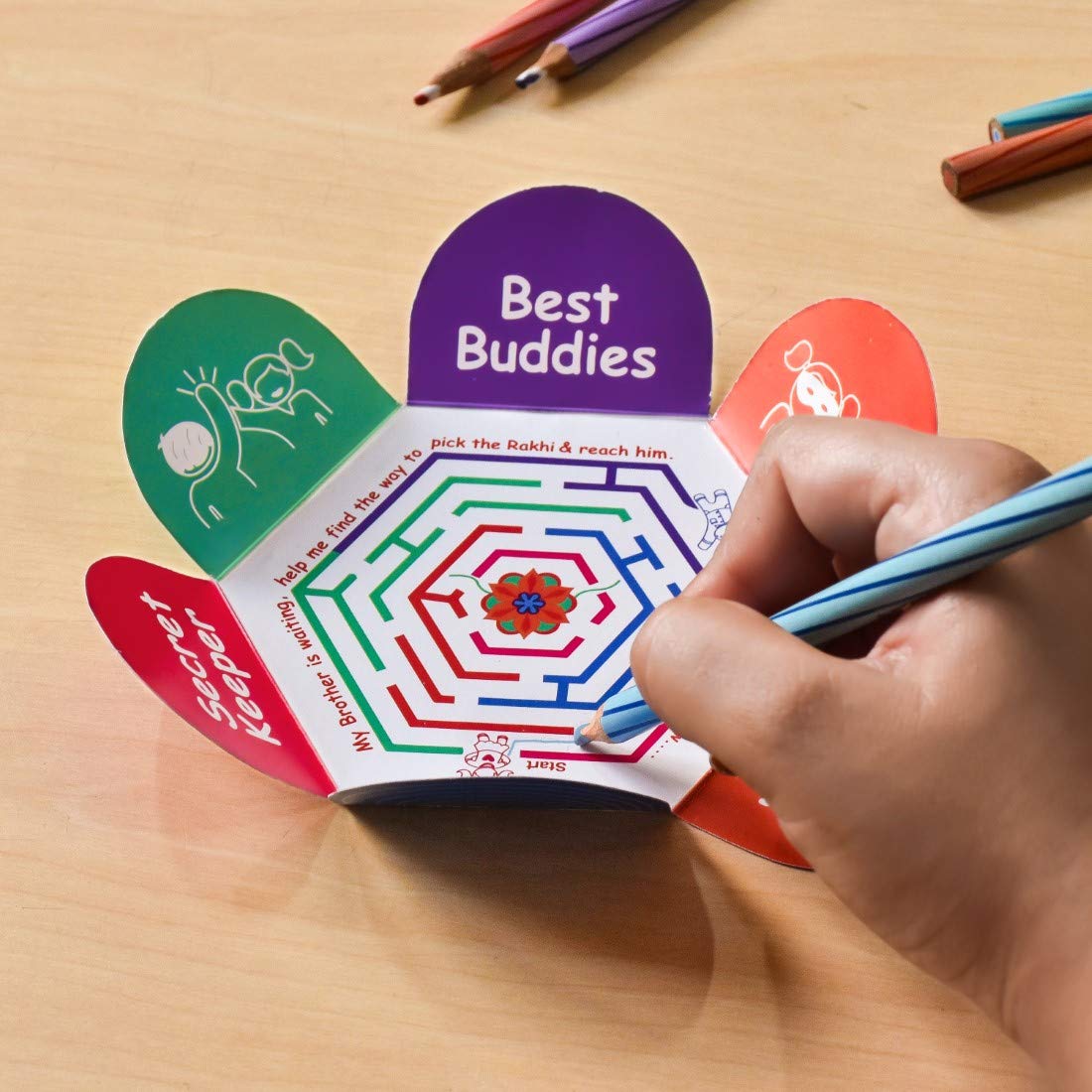 Indigifts Satin Favourite Brother and Sister in Law Printed Cushion Cover with Filler, Rudraksha and Lumba Rakhi Set for Bhaiya