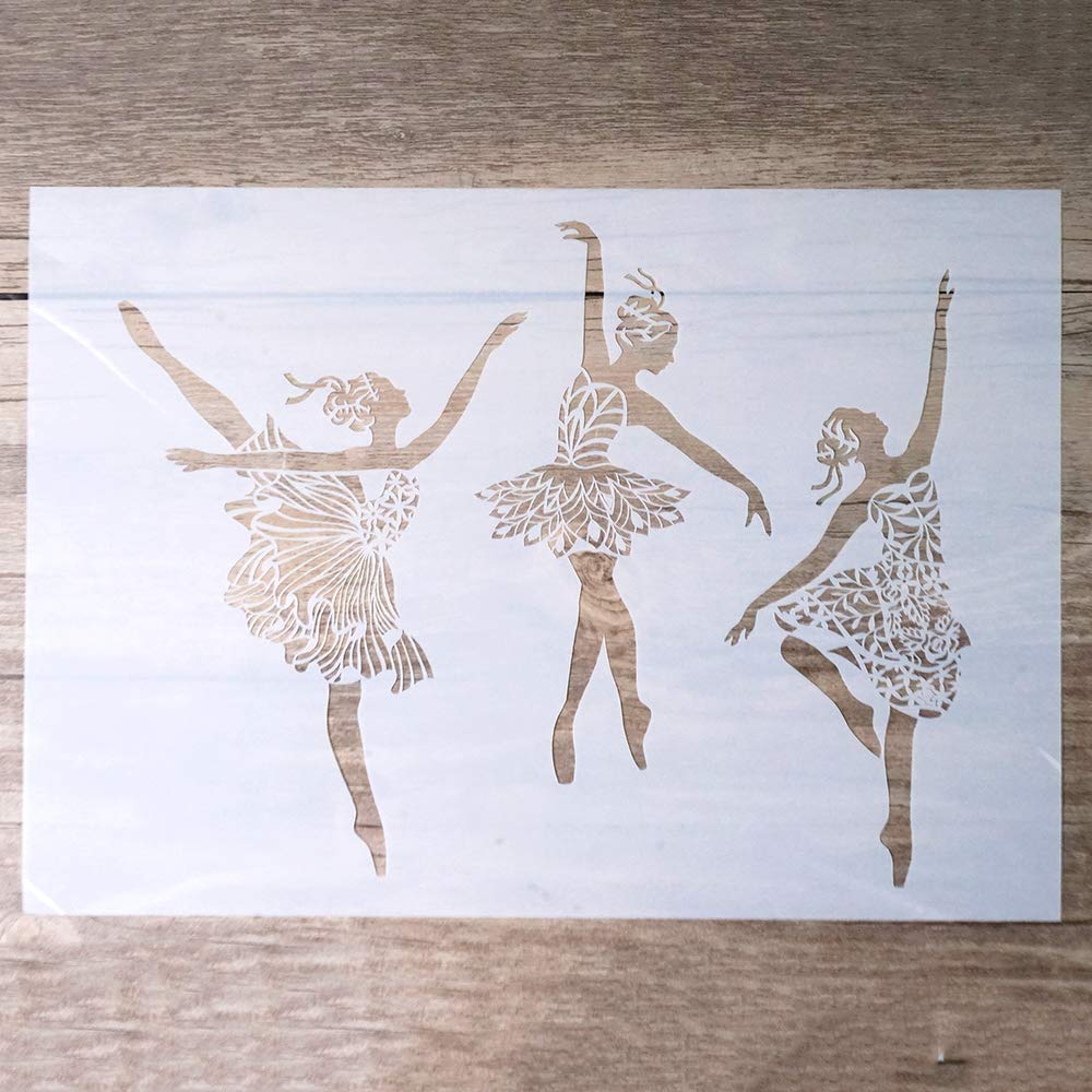 SLGIFT DIY Decorative Ballerina Stencil Template for Painting on Walls Furniture Crafts (A4 Size)