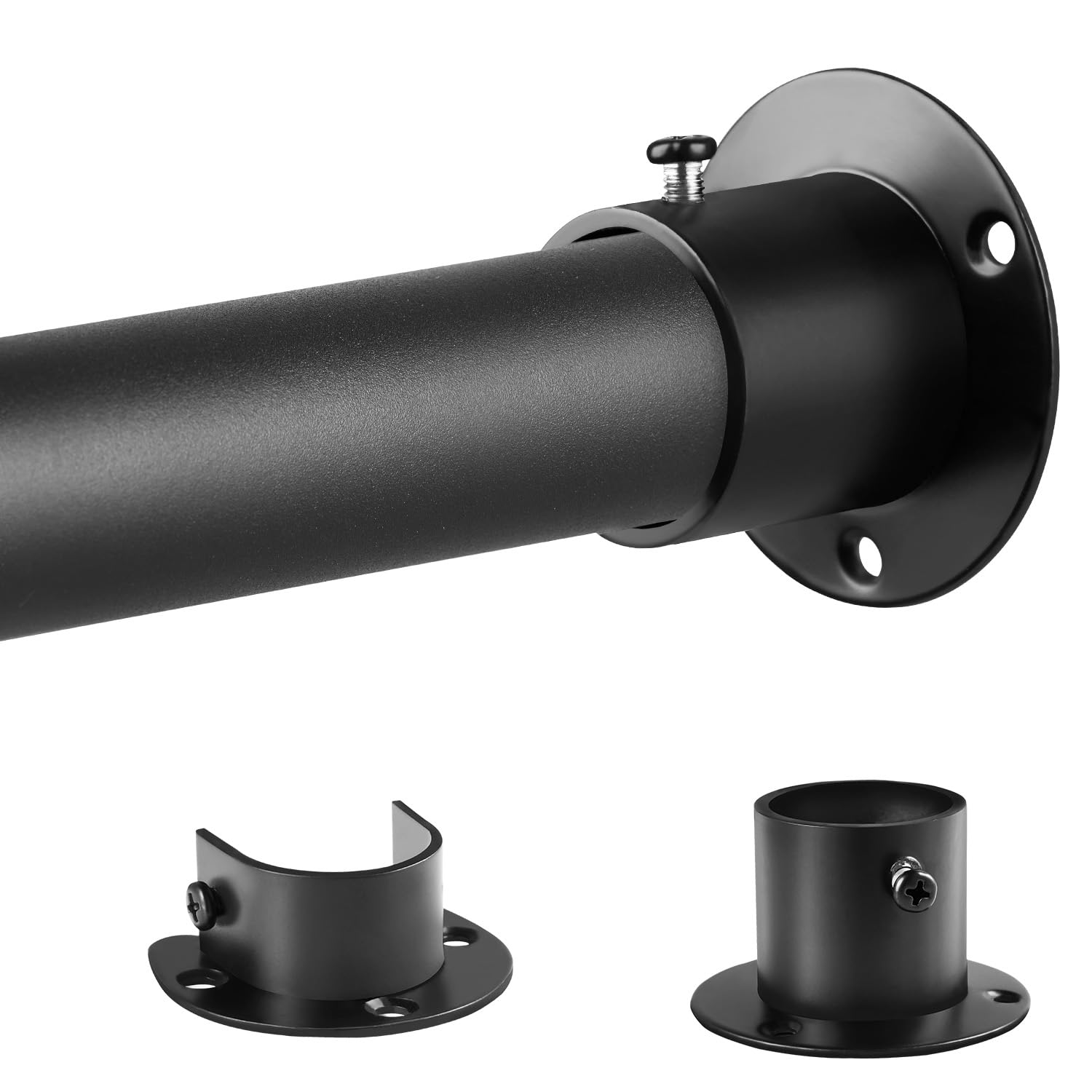 Closet Rod - 17-100 Inches, 1.3 Inch Diameter Heavy Duty Closet Rods Extender Hanging - Metal Matte Black Adjustable Clothes Han