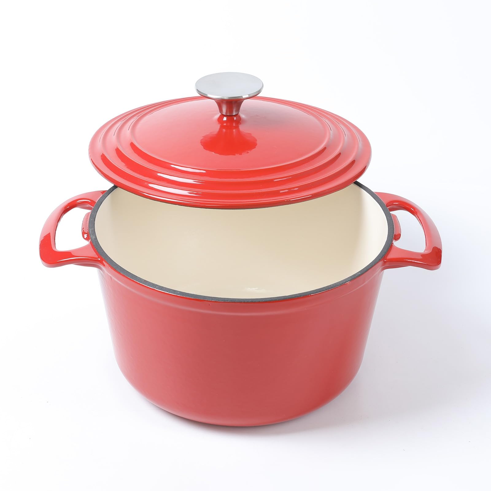 Hawok Enameled Cast Iron Round Dutch Oven Casserole-3.5-Quart/3.3-Liters Red