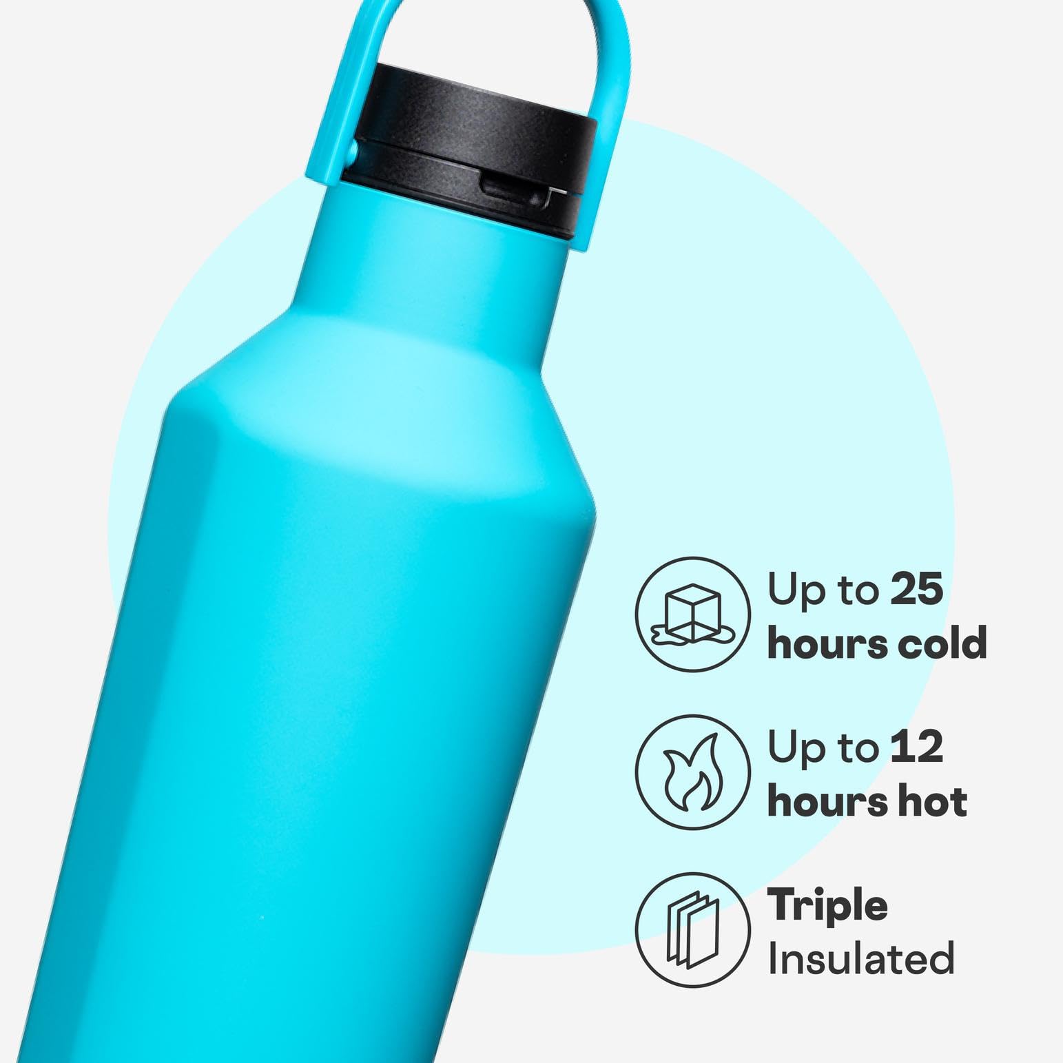 Corkcicle Sport Canteen - Keeps Drinks Cold 25 Hours - Stainless Steel Water Bottle - Triple-Insulated - Spill-Proof - Summer Dr