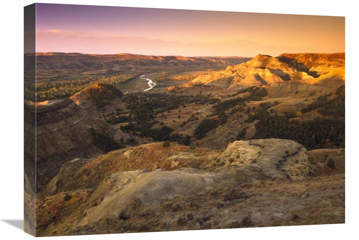 Global Gallery Little Missouri River, Theodore Roosevelt National Park, North Dakota-Canvas Art-24 x18 