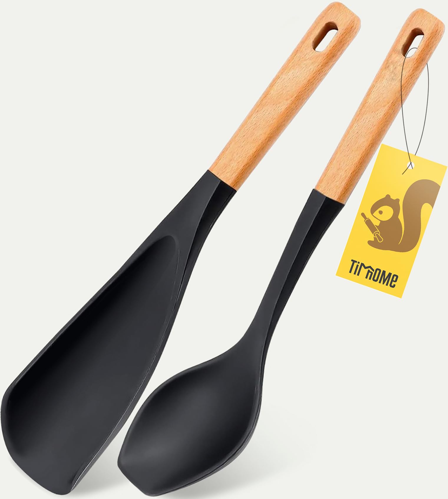 Spatula Spoon 2Pack, Silicone Cooking Spoon for Nonstick Cookwares, Multifunction Kitchen Utensils for Cooking, Serving, Mixing