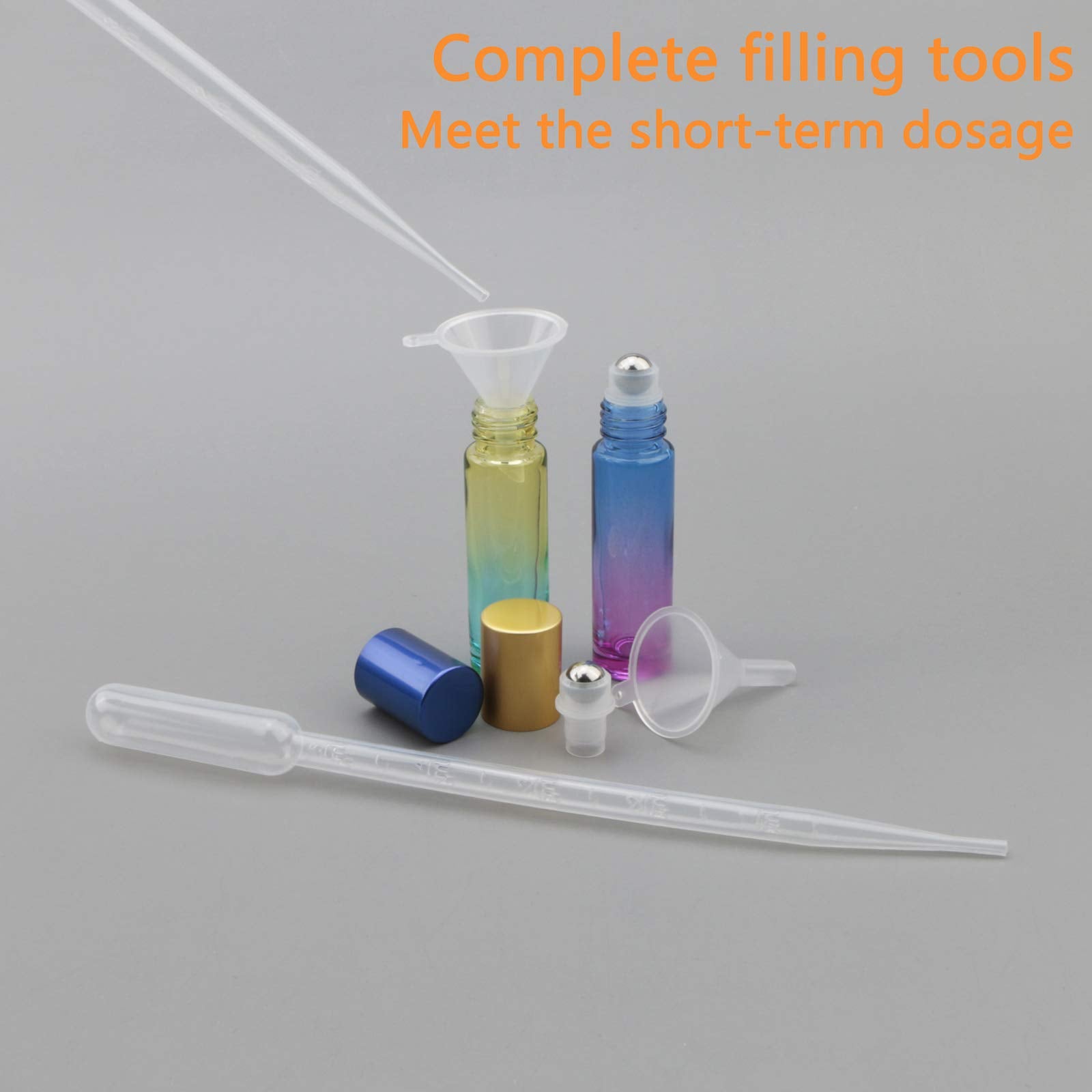 Ellbest 10Ml Rolling Glass Bottle For Essential Oil 10Pcs Colorful Roller Bottles With Stainless Steel Roller Balls & Funnels &