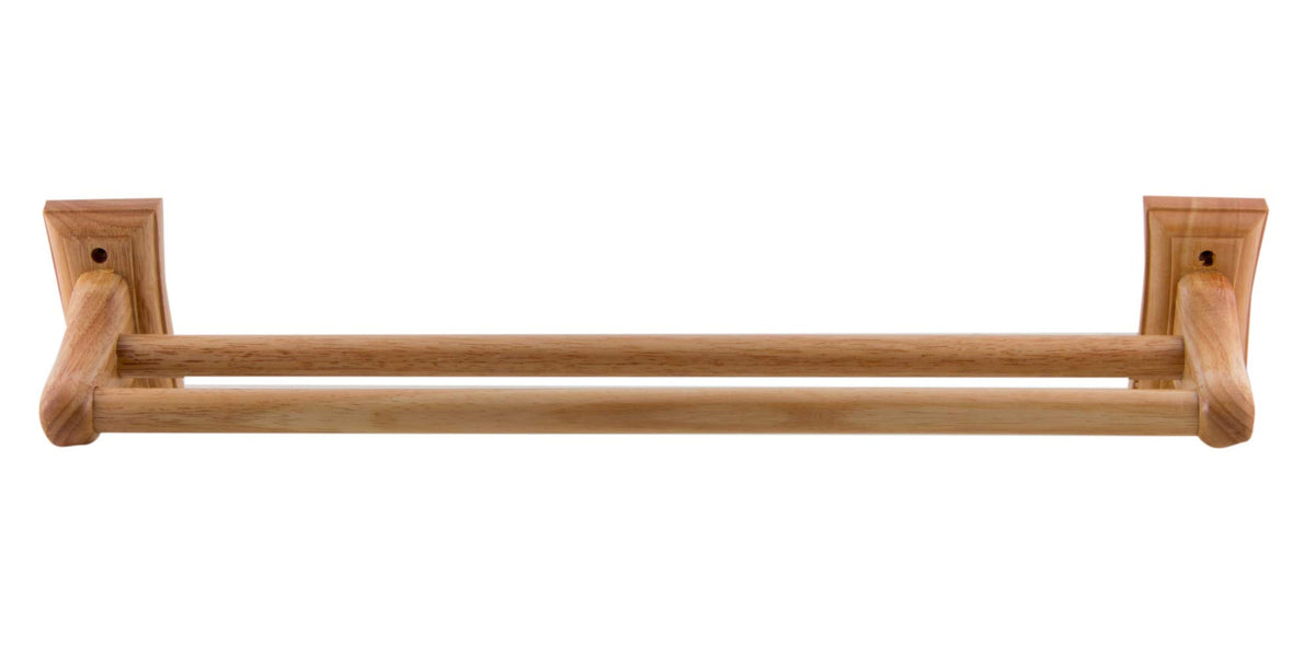 Alfi Brand Ab5505 24 Double Rack Wooden Towel Bar Bathroom Accessory, Natural Wood