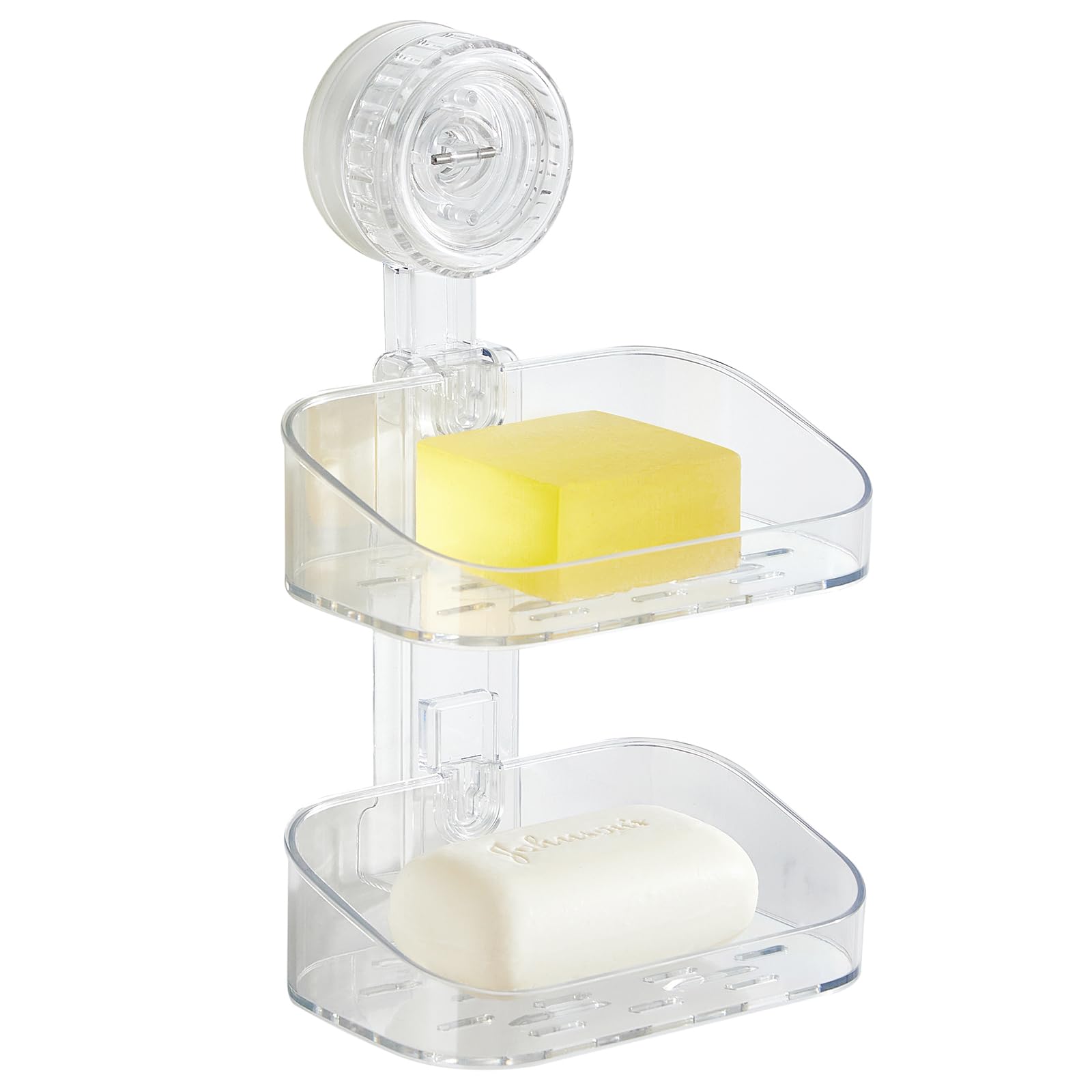 Deeif Soap Dish For Shower, Suction Cup Bathroom Double Soap Dish Holder For Shower Wall, Self Draining Shower Bar Soap Holder (