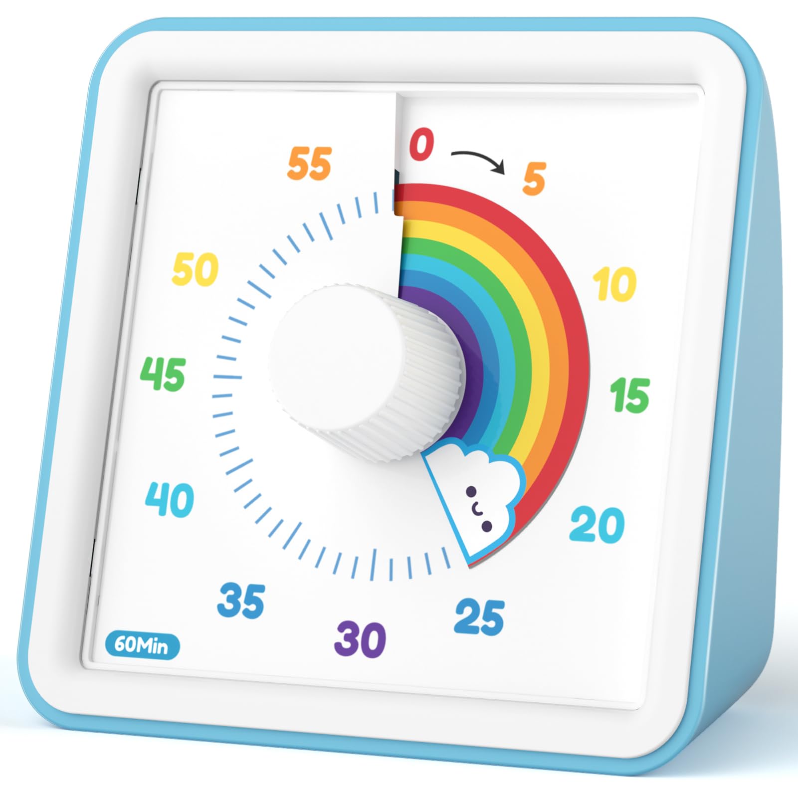 Liorque 60 Minute Visual Timer For Kids, Visual Countdown Timer For Classroom Office Kitchen With 'Rainbow' Pattern Design, Pomo