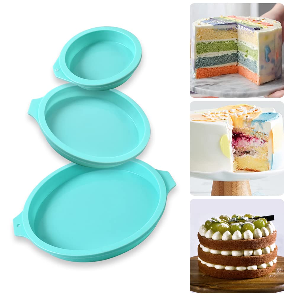 Newk Silicone Round Cake Mold, 3 Packs Silicone Cake Pans Mold For Layer Cakes, Rainbow Cakes, Resin Coasters - 4   +6+8