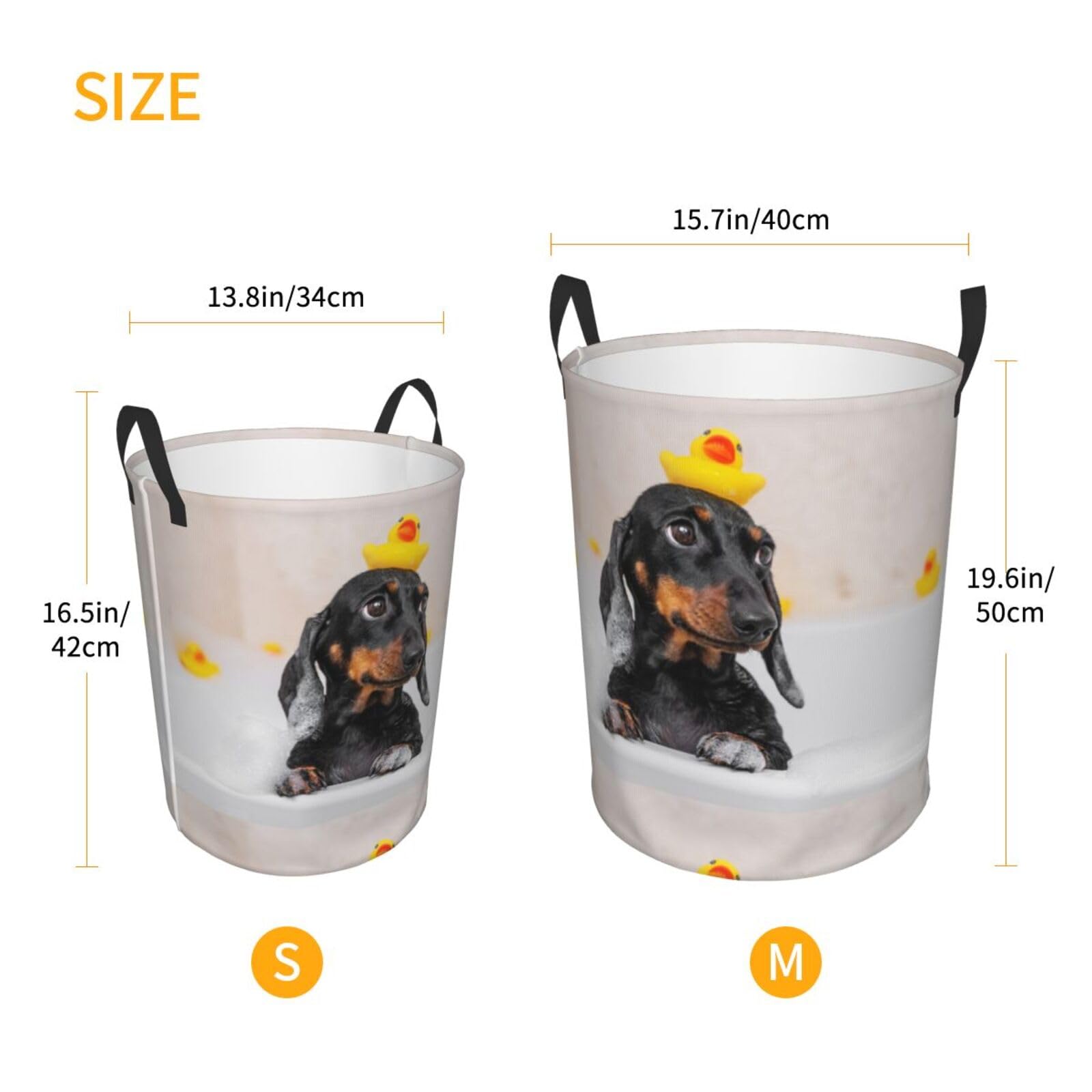 Pevtufa Dachshund Sitting In Bathtub Foldable Laundry Basket Organizer,Fabric Clothes Toy Storage Basket Nursery Hamper Storage