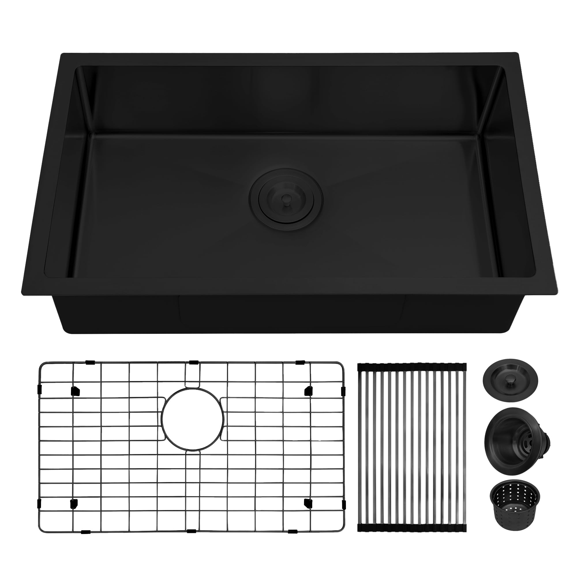 MILOSEN 27  16  7 Stainless Steel RV Kitchen Sink, Black Undermount Kitchen Sinks, Single Bowl Outdoor Kitchen Sink, 7 Inc
