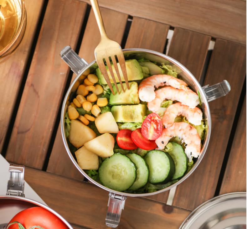 allprettyall Premium Stainless Steel Food Storage Containers - Leak-Proof, Airtight, Smell-Proof - Ideal for Camping, Lunches, and Leftovers - Silver