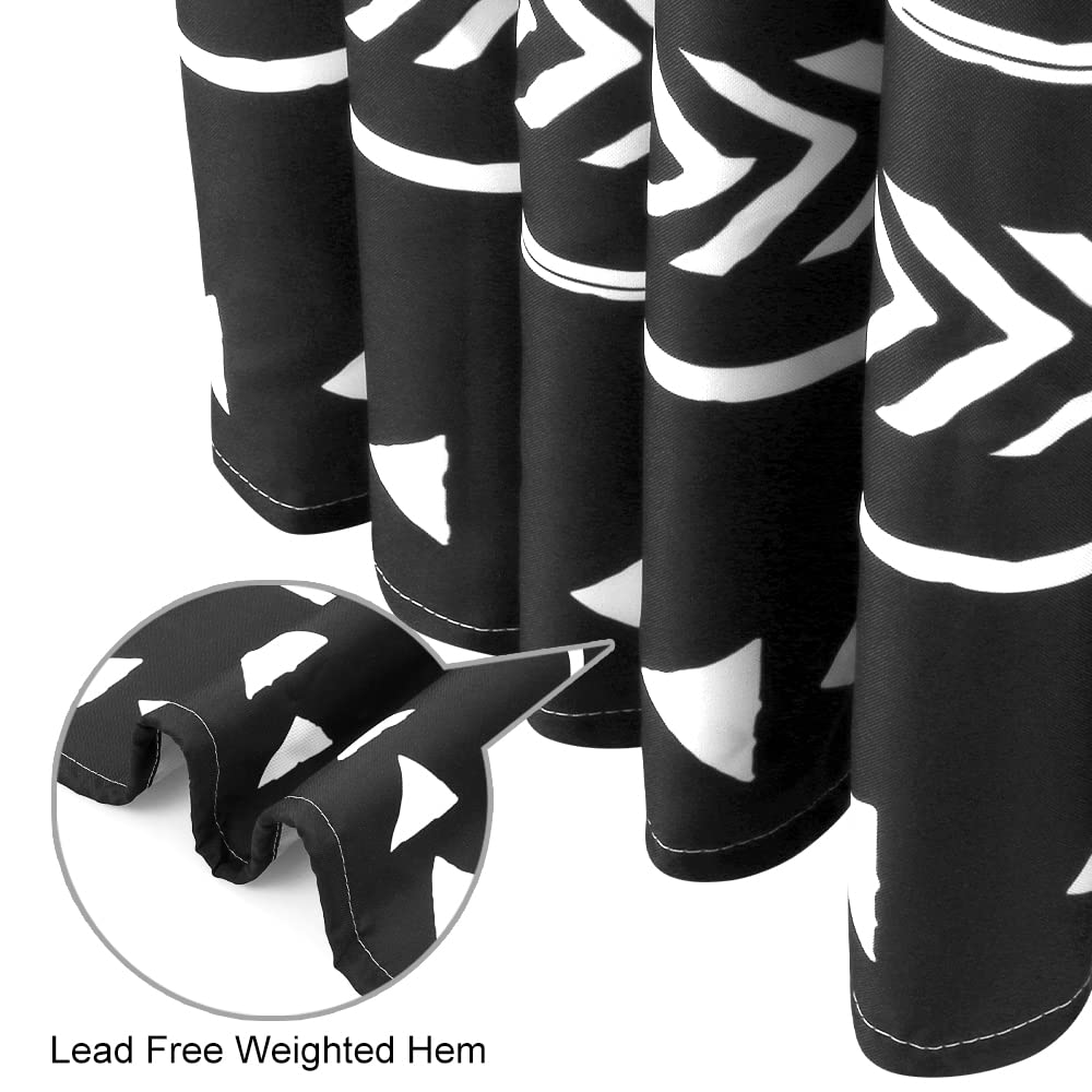 UPHOME Boho Black and White Fabric Tassel Triangle Stripes Geometric Shower Curtain Set with Hooks Chic Tribal Bathroom Decor Accessories (72X72 inch  Black)