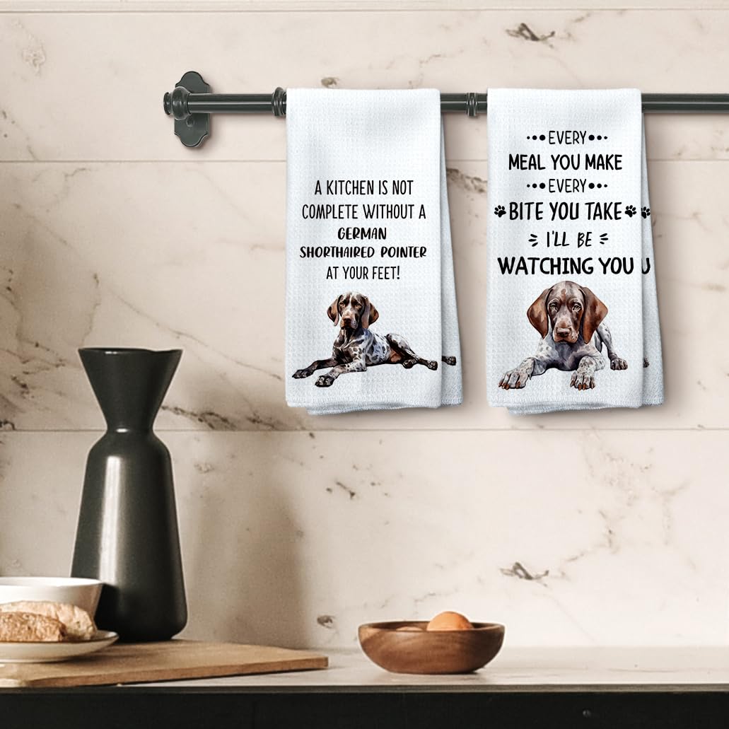 Tzhim German Shorthaired Pointer Kitchen Towels Set Of 2, German Shorthaired Pointer Gifts Dishcloths Tea Towels Dish Towels, Do