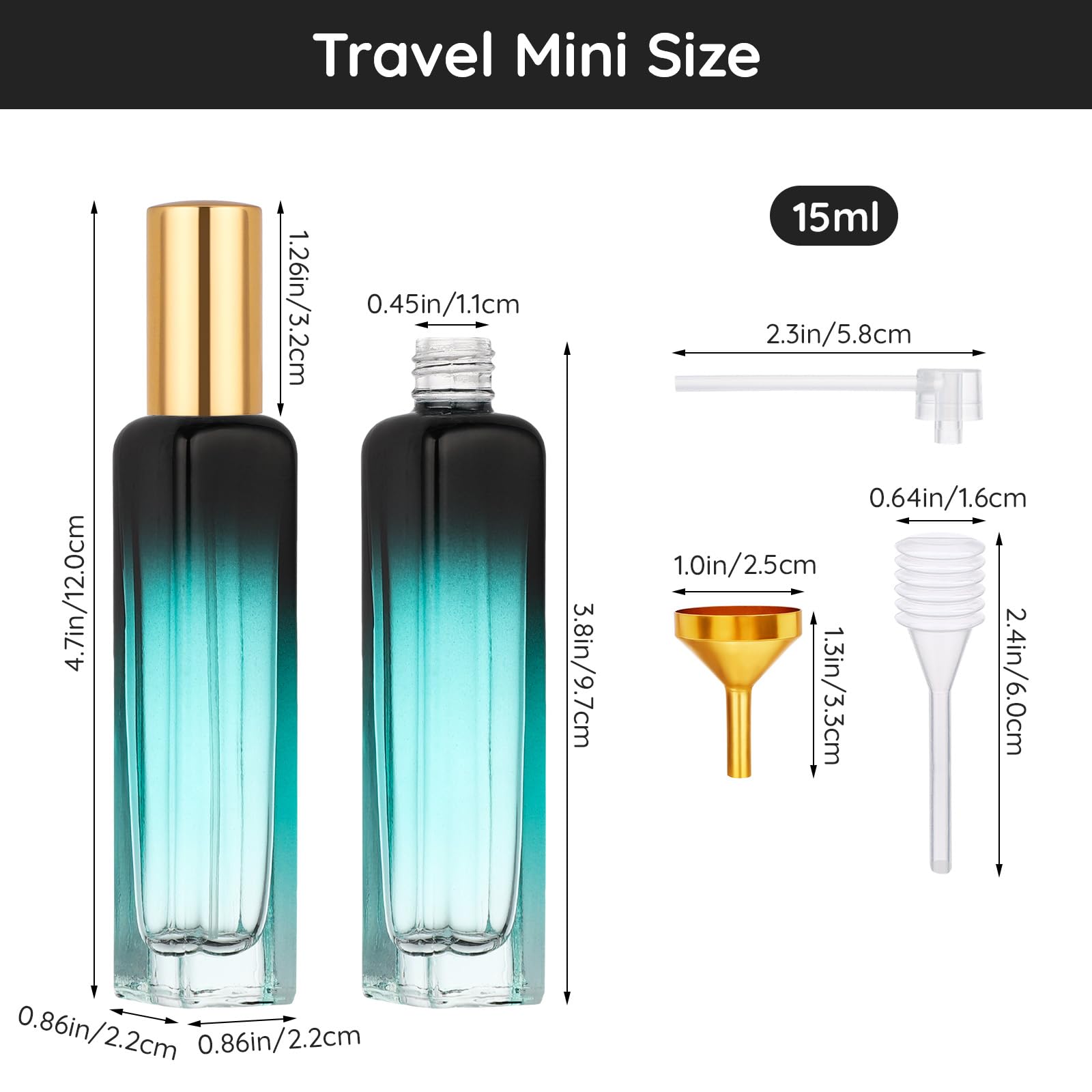 Segbeauty 0.5Oz Mini Travel Spray Bottle, 3Pcs Glass Perfume Atomizer Spray Bottle Refillable, 15Ml Empty Perfume Sprayer Dispen