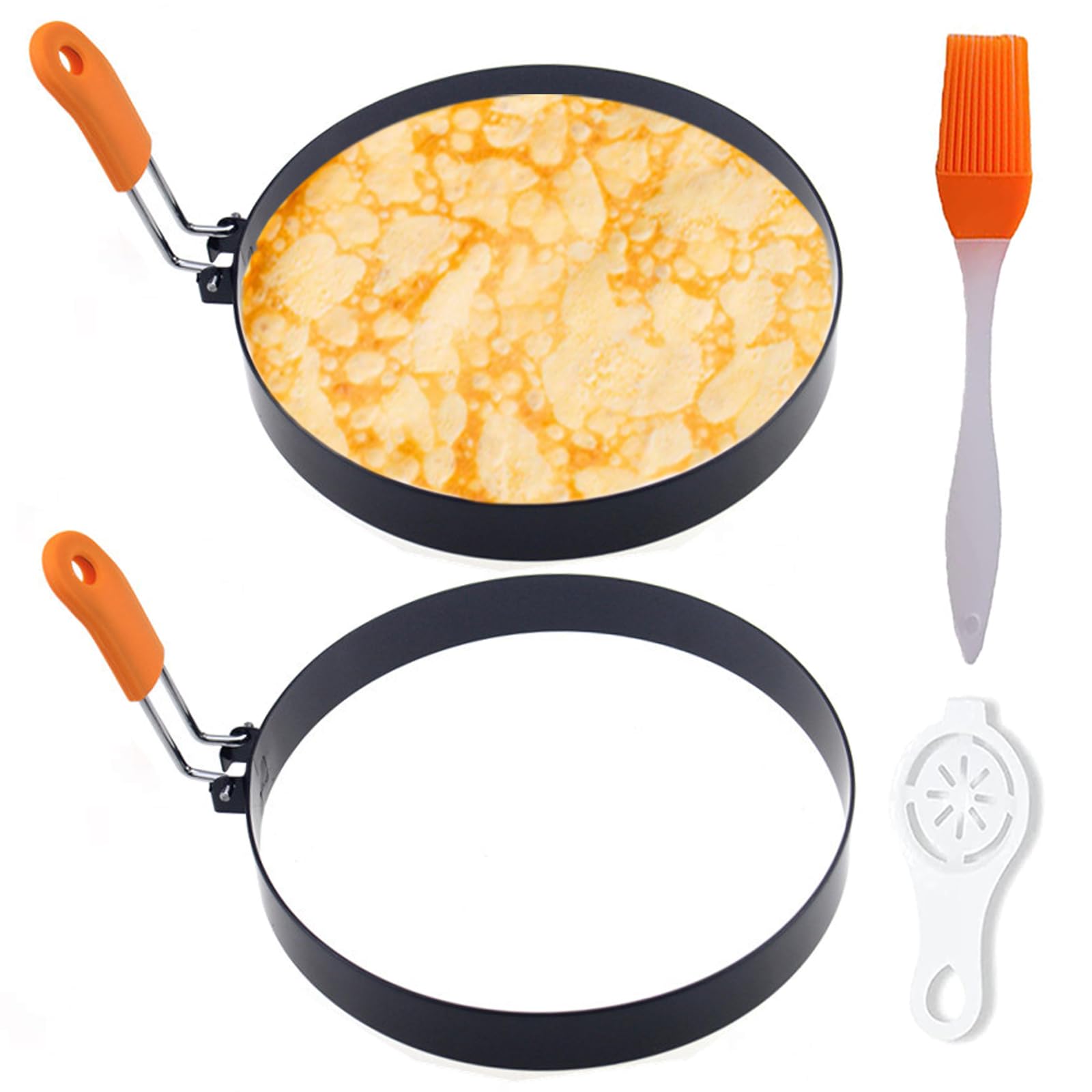 Pancake Mold Ring For Griddle,2 Packs 6 Inch Egg Pancake Mold Pancake Rings Omelette Mold Ring,Stainless Steel Sandwich Eggs Muf