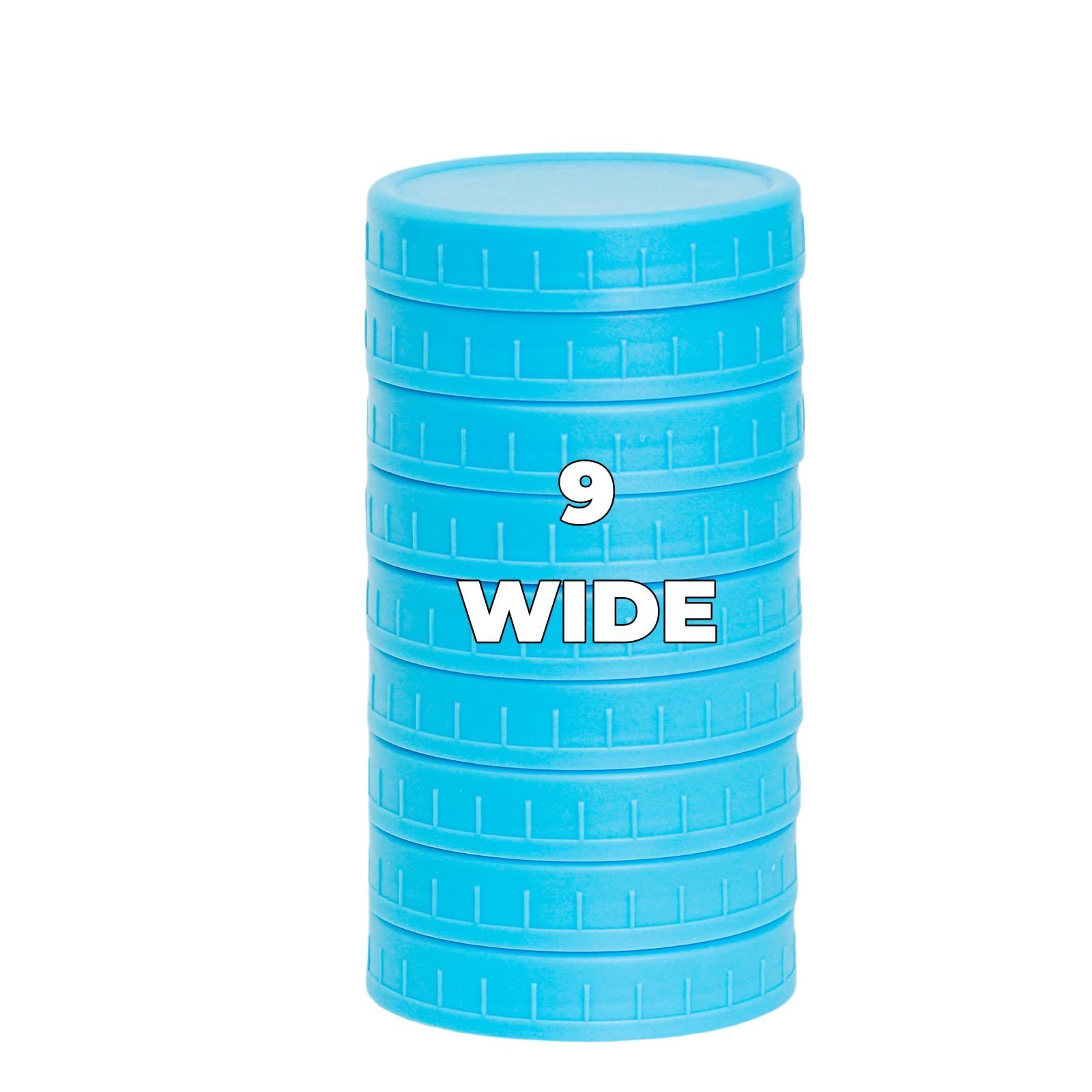 Bedgeta 9 Wide Mouth Mason Jar Lids with Silicone Ring,Thickened Leak-proof Lids Fit Ball,Kerr and More, 9 Blue Plastic, 86mm (B