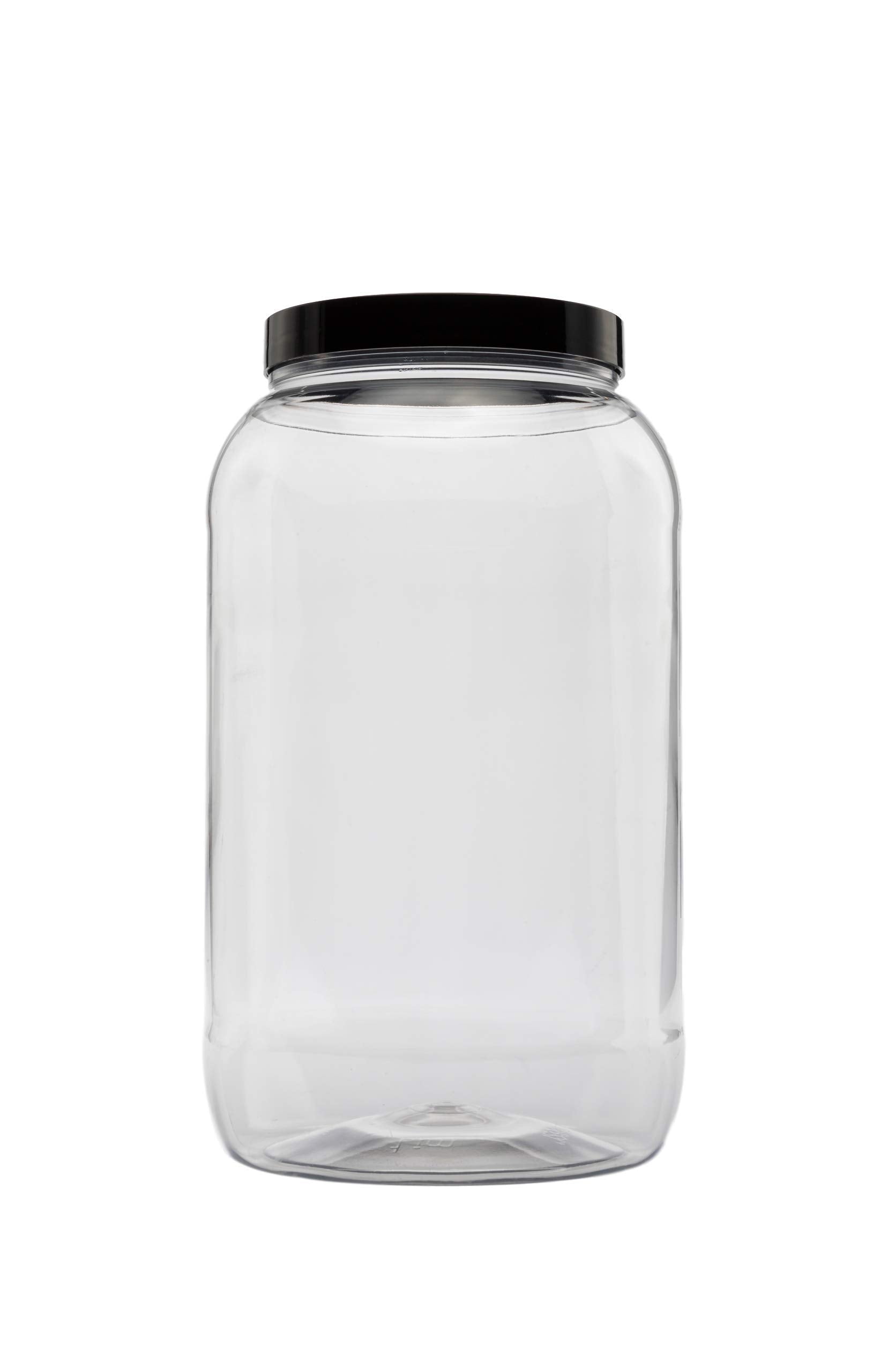 Clearview 1 Gallon Plastic Jar With Black Lid - 1 Pack | Containers And Organization (128 Ounce Jar)