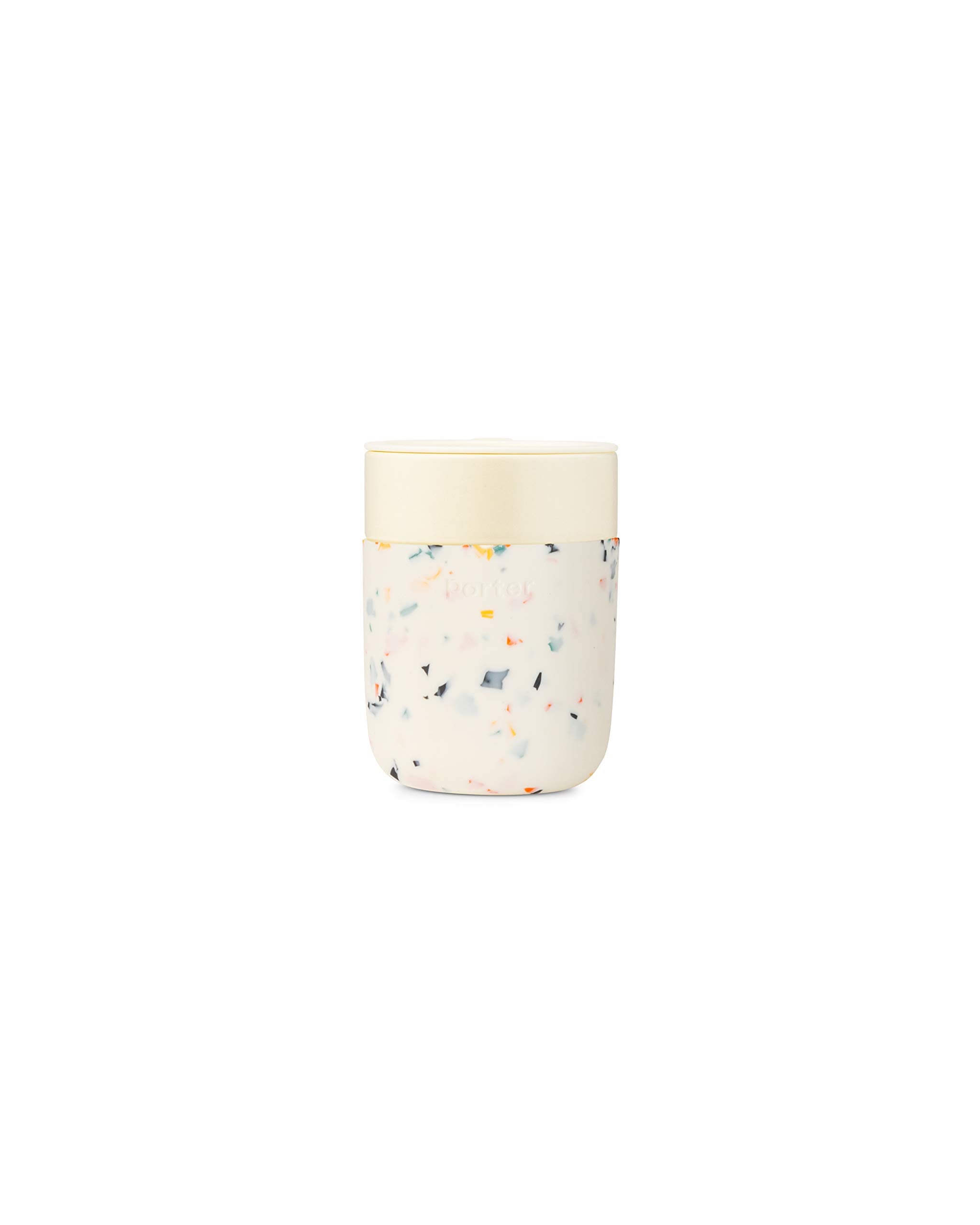 W&P Porter Ceramic Mug W/ Protective Silicone Sleeve, Terrazzo Cream 12 Ounces | On-The-Go | Reusable Cup For Coffee Or Tea | Po