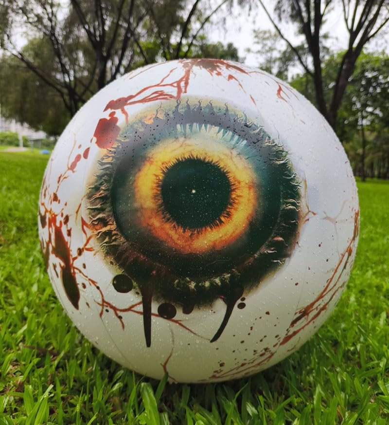 snatlly Halloween Inflatable Decoration 19.6 Bloody 3D Print Eyeball, White with Blood Splatter, Indoor Outdoor Spooky Yard Deco