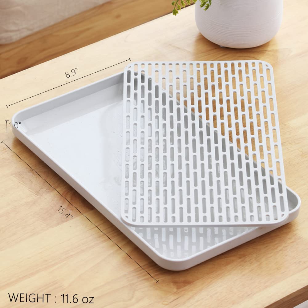 Bonilve Small Cup & Dish Drying Rack Kitchen, Drain Board For Kitchen Sink, Dish Drain Tray-White With Drainboard Large Enough F