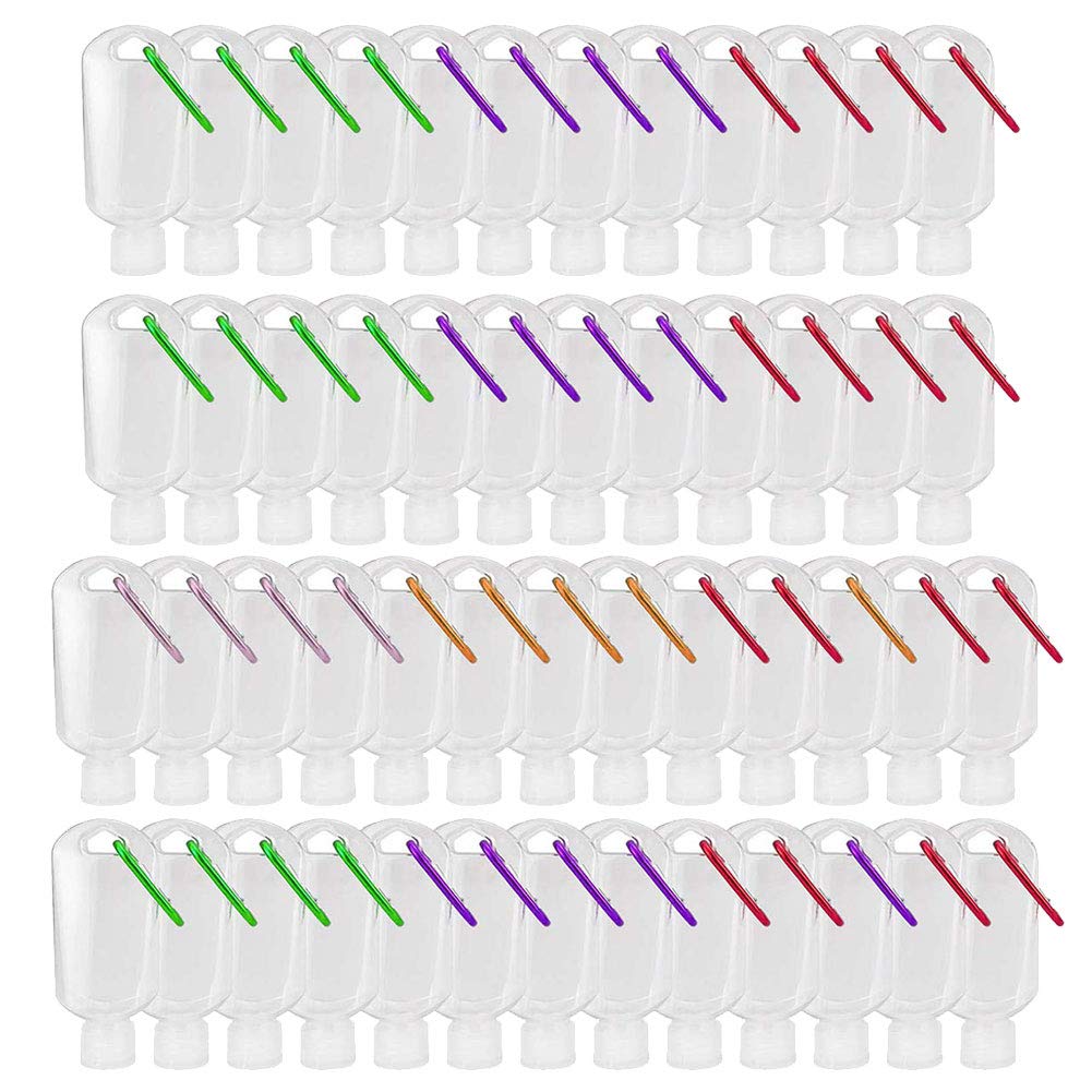 Hattie 50Pack Travel Plastic Clear Keychain Bottles 50Ml/2Oz Portable Leakproof Squeeze Small Bottles With Flip Cap Refillable E