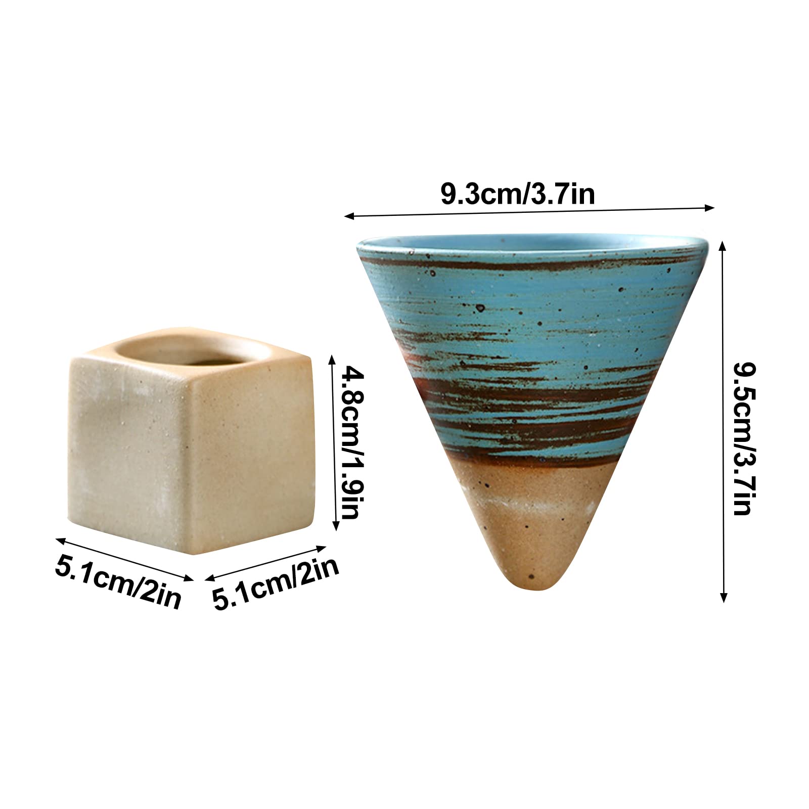 Dcqry 2Pcs Coarse Pottery Coffee Mug With Base 200Ml Creative Triangular Cone Shape Porcelain Mug Retro Style Novelty Stoneware