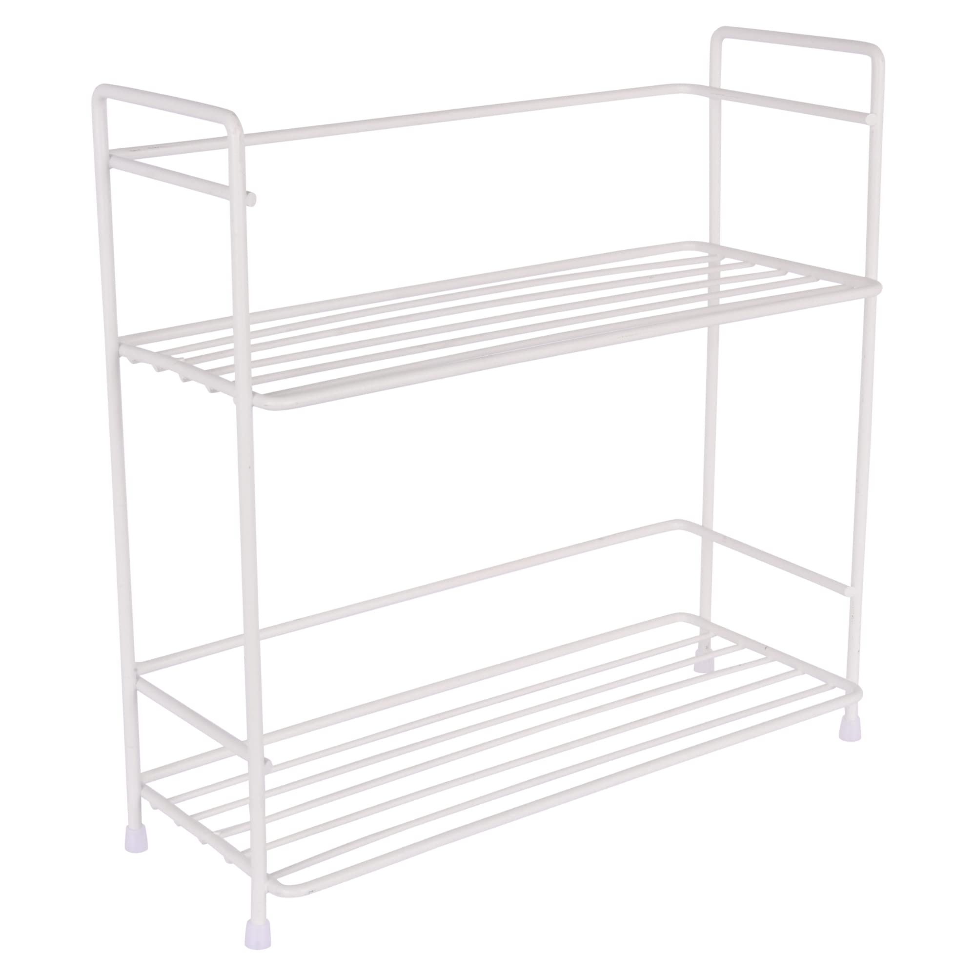 Appeasy Multipurpose 2 Tier Storage Rack Shelf Organizer (White, Metal).