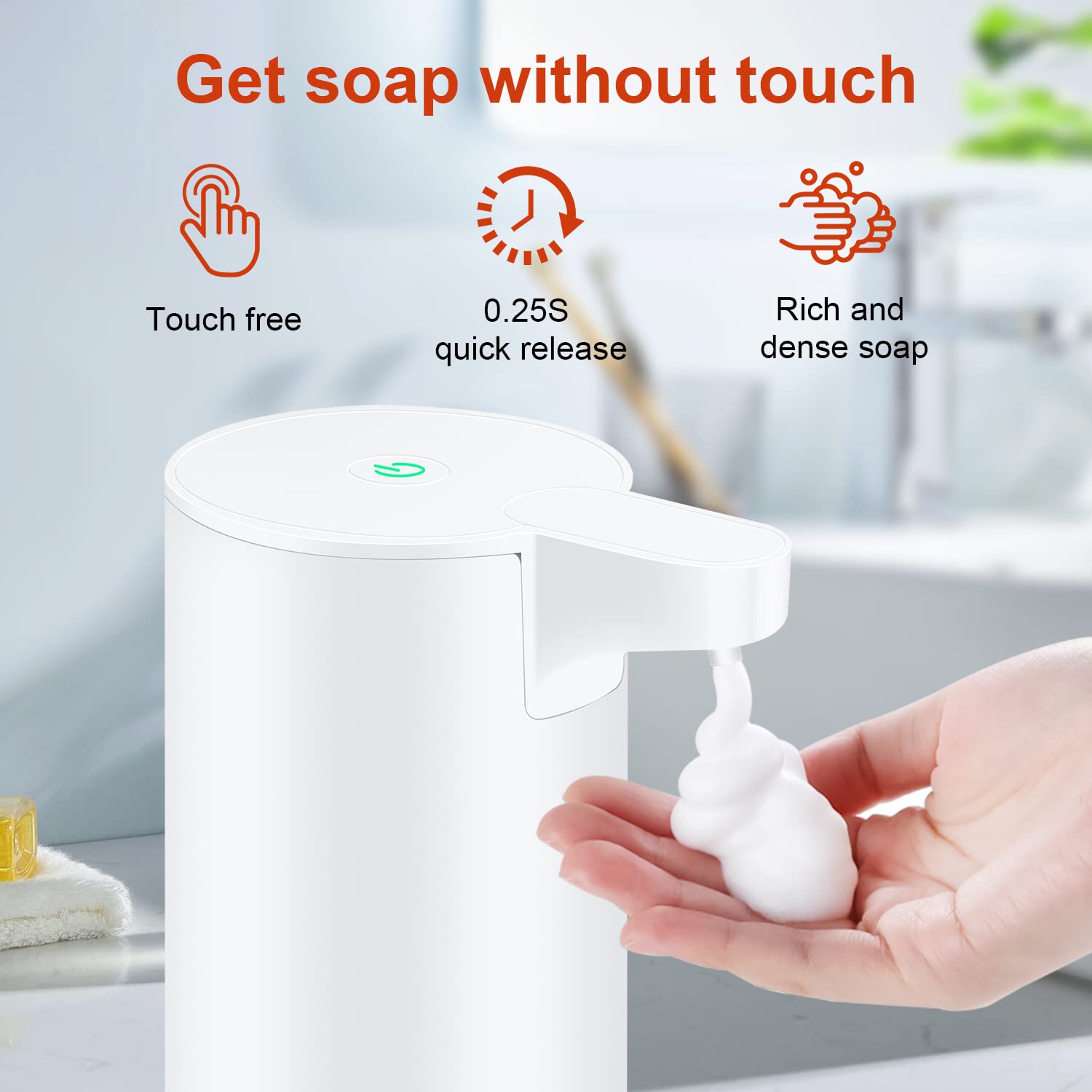 Automatic Foaming Soap Dispenser: LAOPAO Rechargeable Touchless Soap Dispenser Stainless Steel Foam Soap Dispenser for Bathroom Hand Soap Pump for Kitchen Xmas Gift  9oz  White