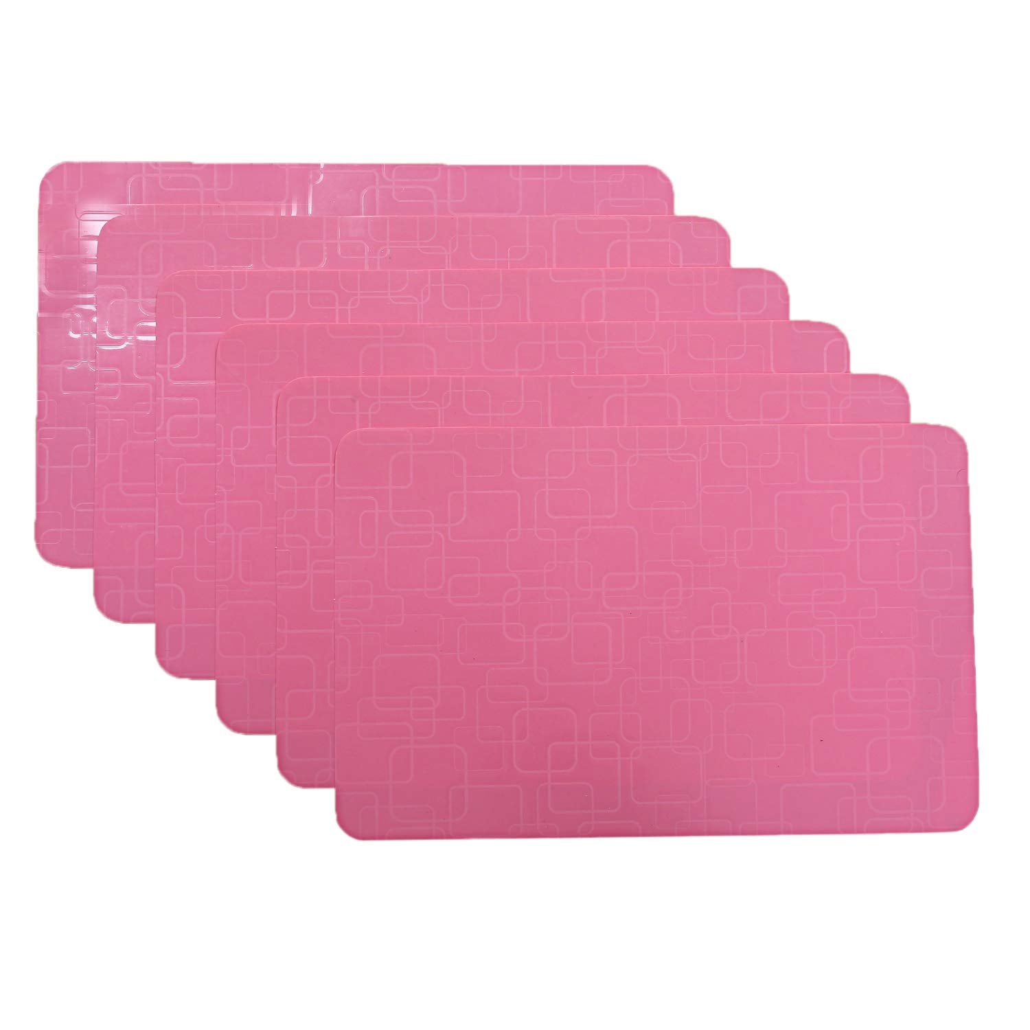 Kuber Industries Checkered Design Pvc 6 Pieces Dining Table Placemat Set (Pink), Ctktc13702
