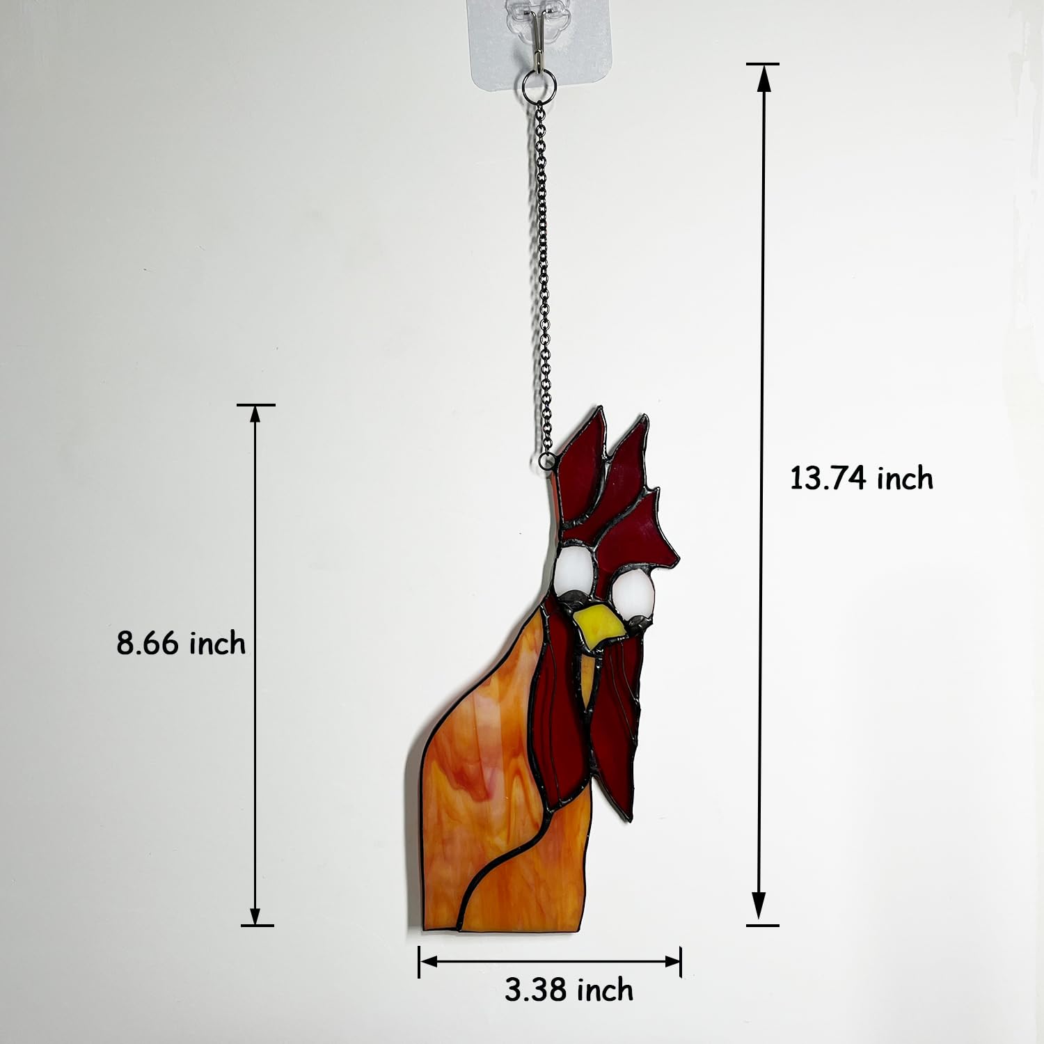 Peeping Rooster Stained Glass Window Hanging, Chicken Gifts for Women Mom Grandma Wife, Chicken Kitchen Decor, Funny Window Corn