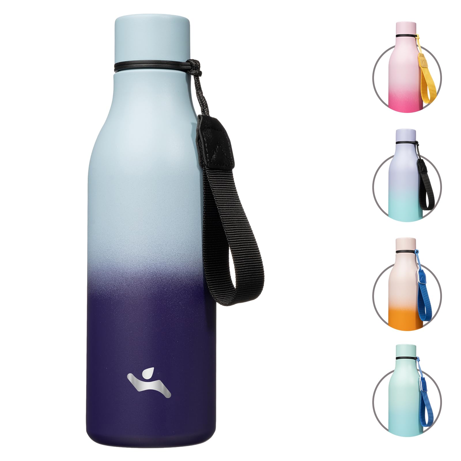 Konokyo Insulated Water Bottle with Strap,18 oz Double Wall Stainless Steel Vacuum Bottles Metal Water Flask,Ocean Dream
