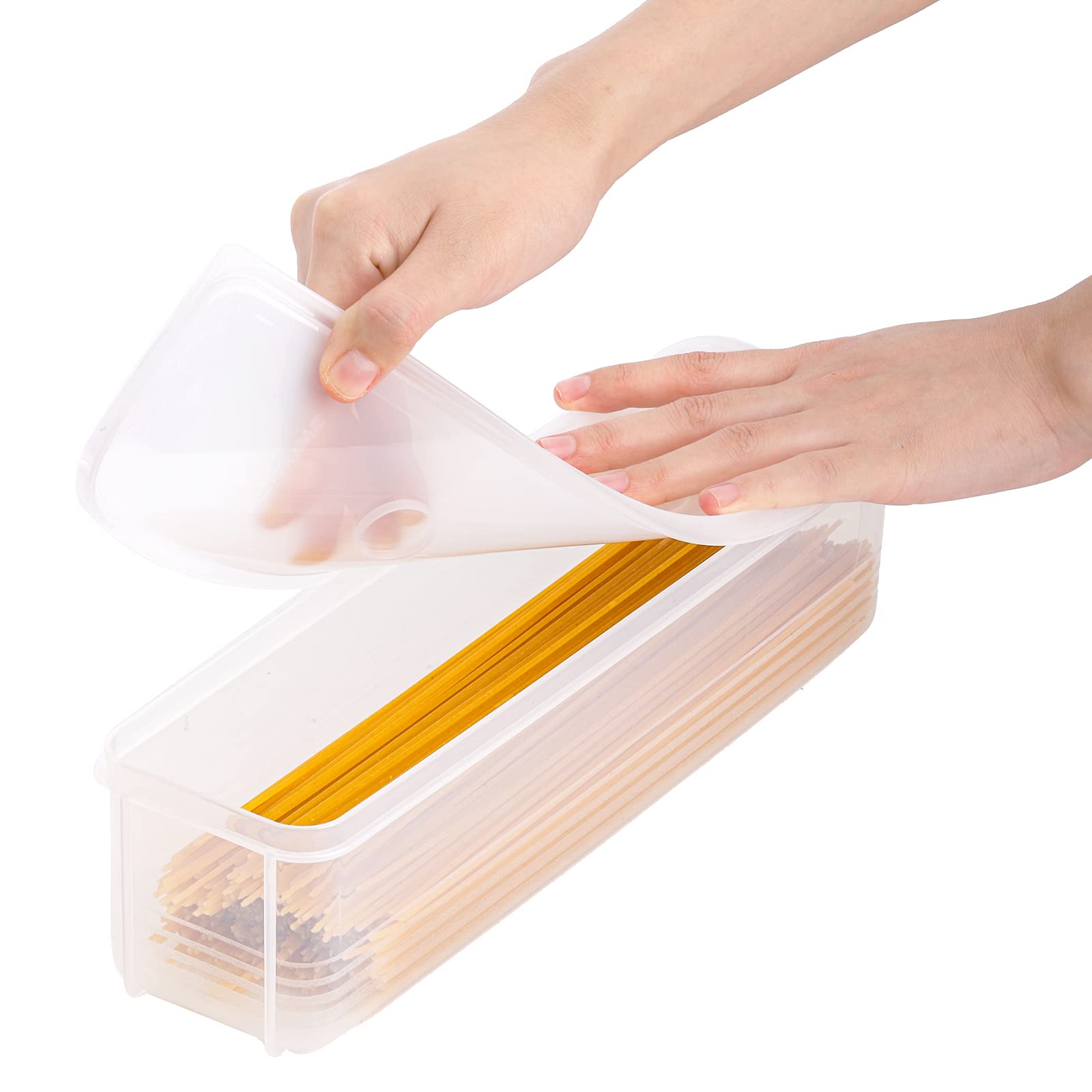 Zenfun Set Of 6 Pasta Storage Containers With Lid, Airtight Spaghetti Noodle Holder Rectangular Chopstick Storage Box Sealed Noo