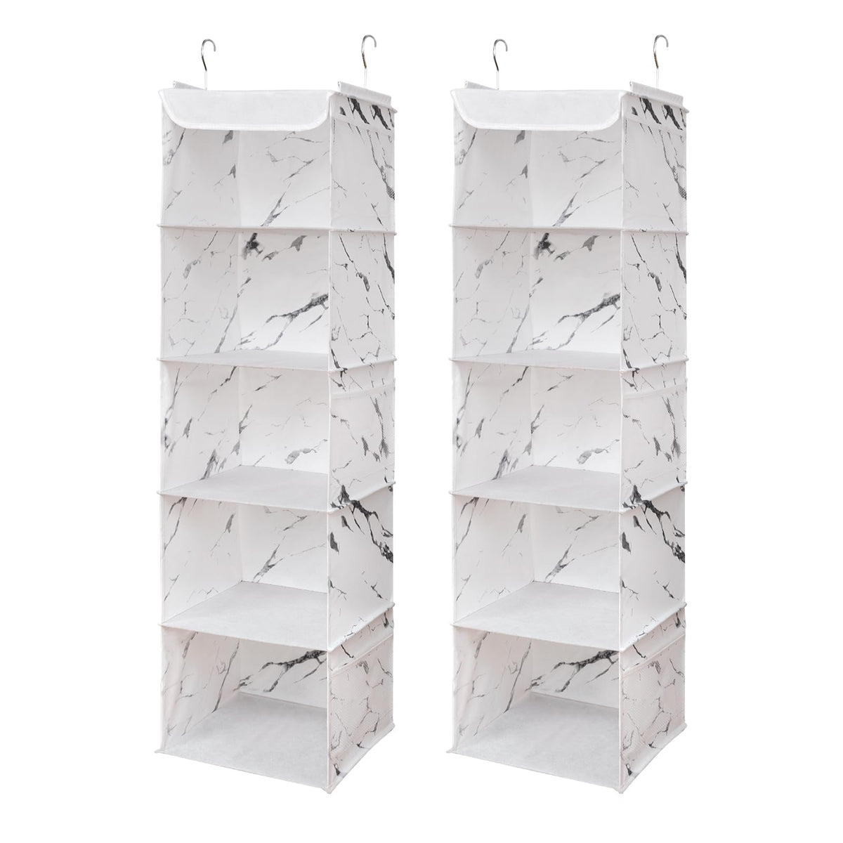Brilliantjo 5 Shelves Hanging Closet Organizer, 2 Pack Hanging Storage With 6 Side Pockets For Clothes Shoes, 43 ''X12 ''X12 ''(