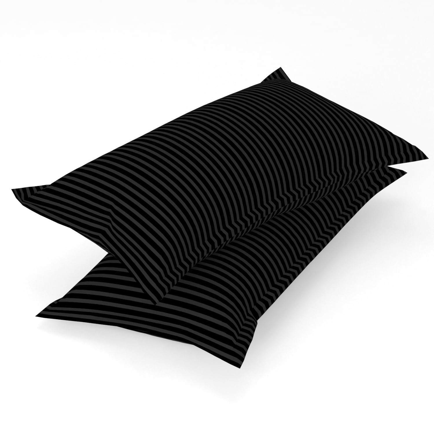 Homefab India 2 Piece Satin Stripe Glace Cotton Pillow Covers - Black