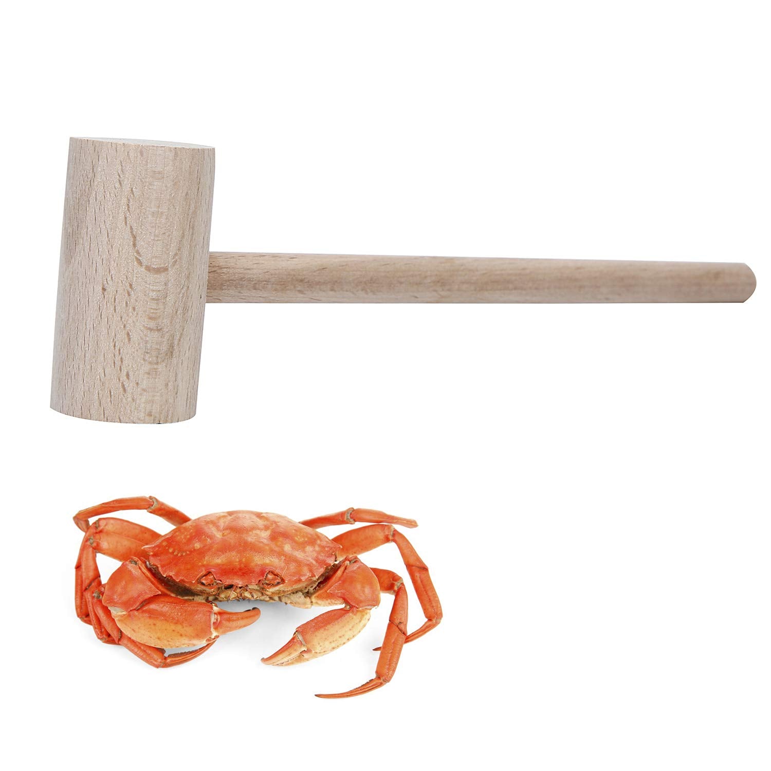 6Pcs Solid Natural Wooden Crab Lobster Mallets Shellfish Hammers, Beechwood