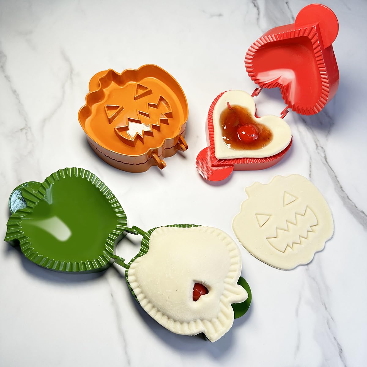 Dough Presser Pocket Pie Molds, Party Potluck Hand Pie Molds, Hand Pie Molds, Apple, Pumpkin And Acorn Shapes 3-Piece (Halloween