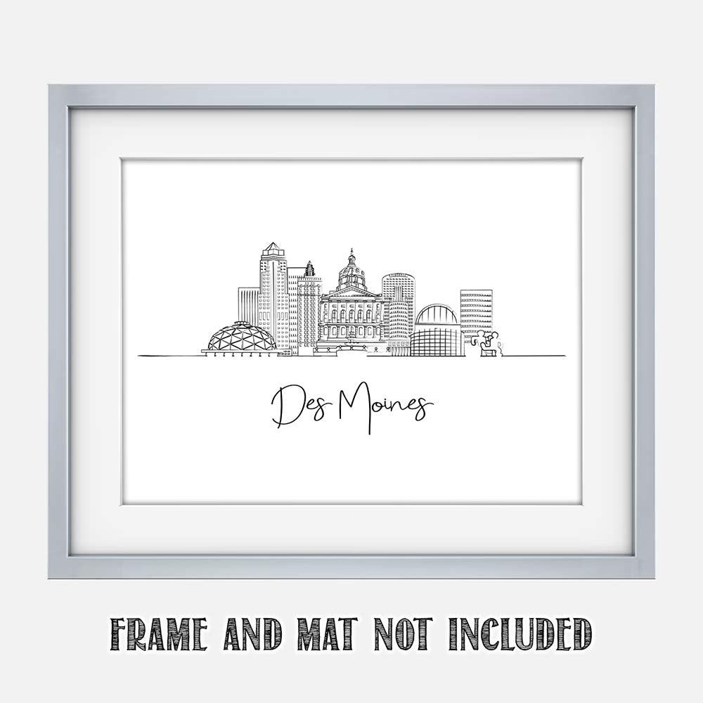 Des Moines, Iowa State City Skyline Landscape - United States Of America Travel Adventures & Vacation Cityscape Wall Art Decor-
