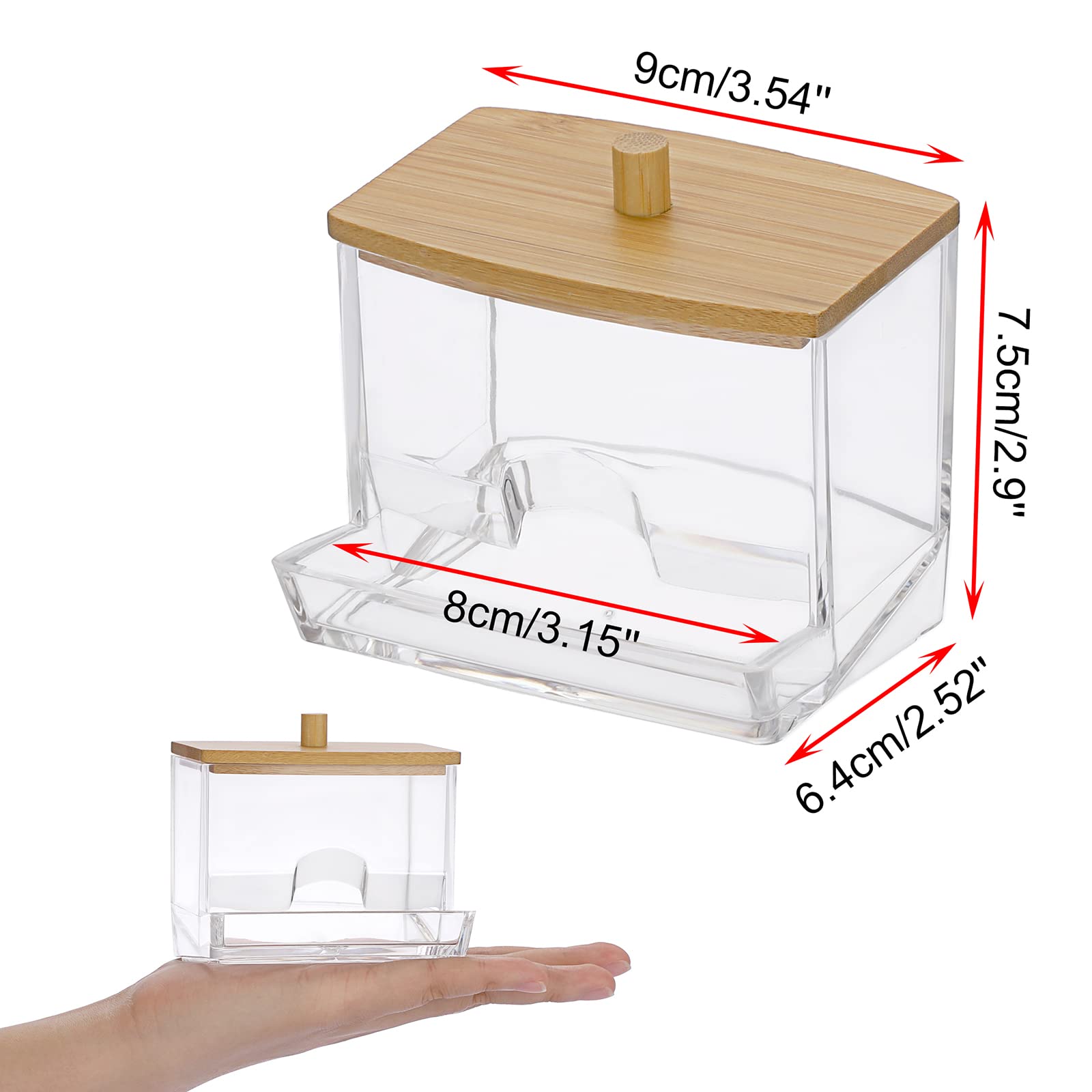 Hipiwe Acrylic Q-Tip Holder With Lid - Clear Q-Tips Dispenser Bathroom Containers Canister Cotton Swab Holder Bathroom Counterto