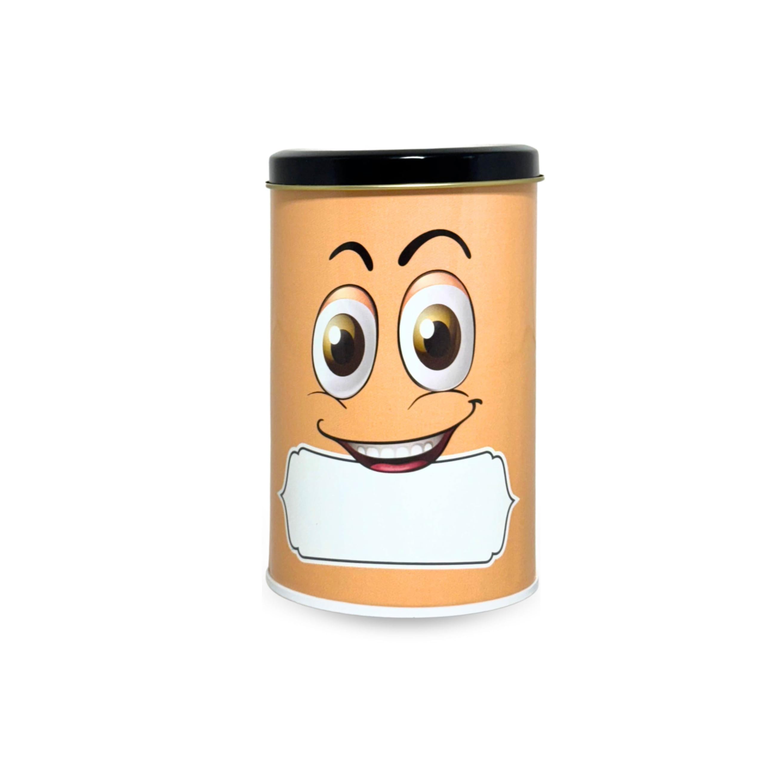 Hazel Emoji Tin Containers Orange  Colorful Airtight Storage Jars For Gifting & Snacks, 490 Ml