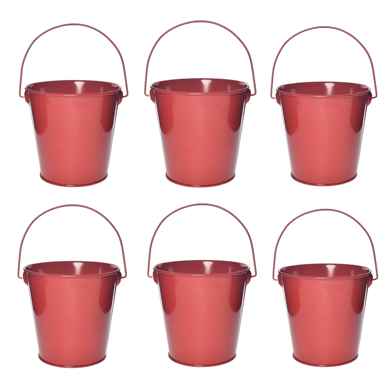 Takma Small Metal Buckets With Handle - 6 Pack 4.3 Inch Colored Galvanized Bucket For Kids,Classroom,Crafts,And Party Favors (Re