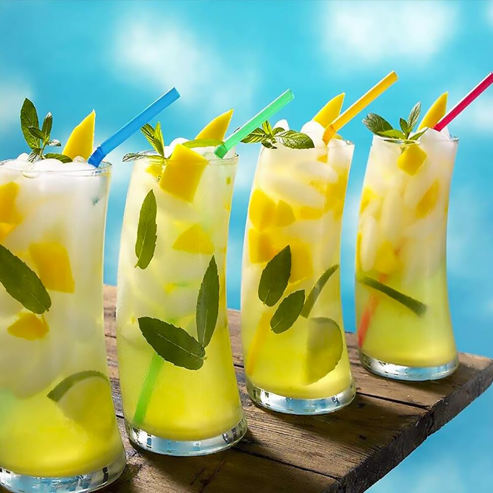 Foreverie Flexible Drinking Straws Bendable, 500 Pcs Value Pack, Caliber 5 Mm Length 21 Cm (8.27 Inches), Plastic, Assorted Pure