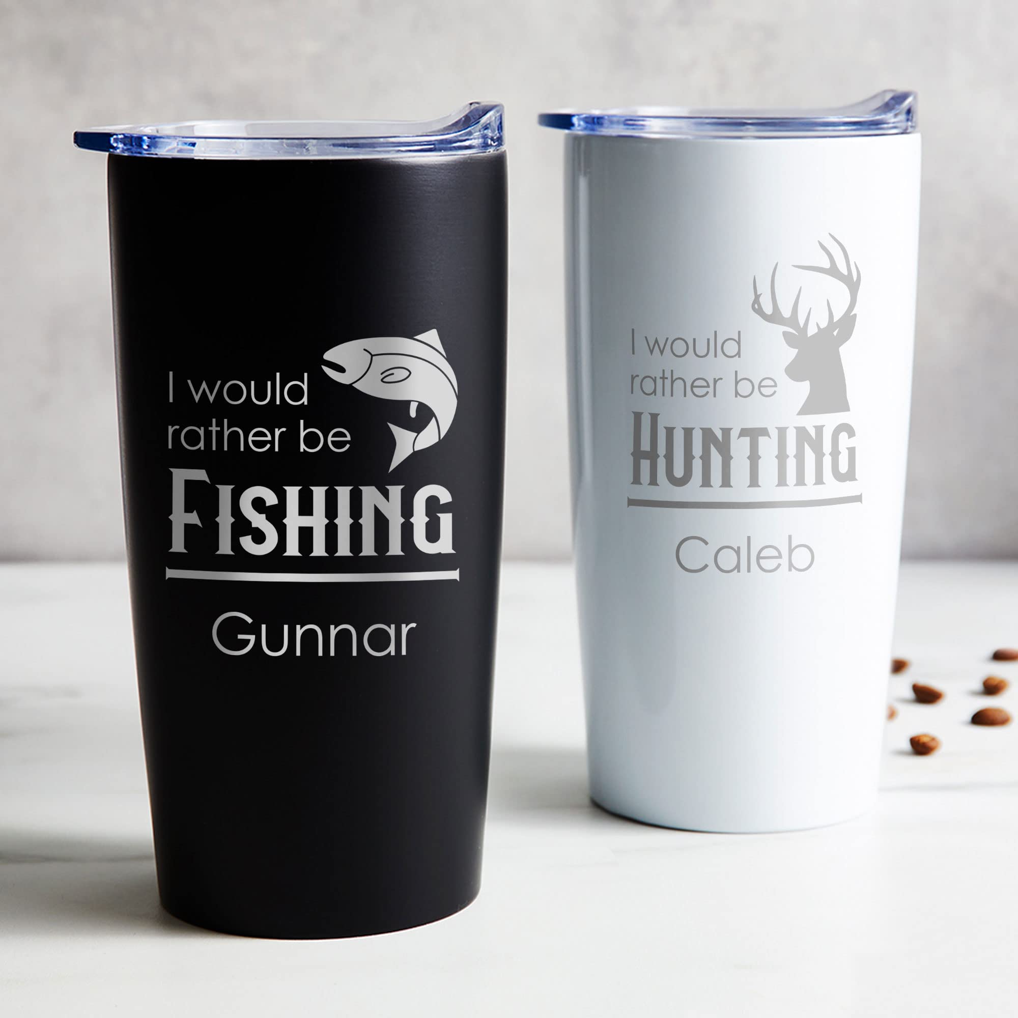 Lifetime Creations Engraved Personalized Fishing Stainless Steel Tumbler With Lid 20 Oz (Black): Fisherman Coffee Travel Mug Wit