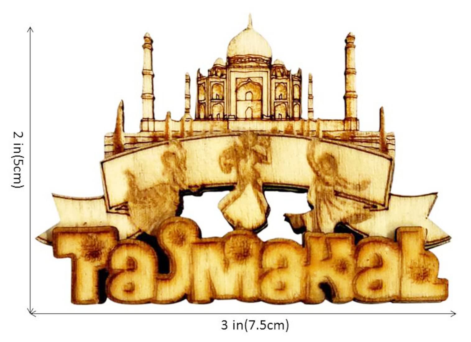 Purpledip Wooden Fridge Magnet: Indian Heritage Taj Mahal (11667A)