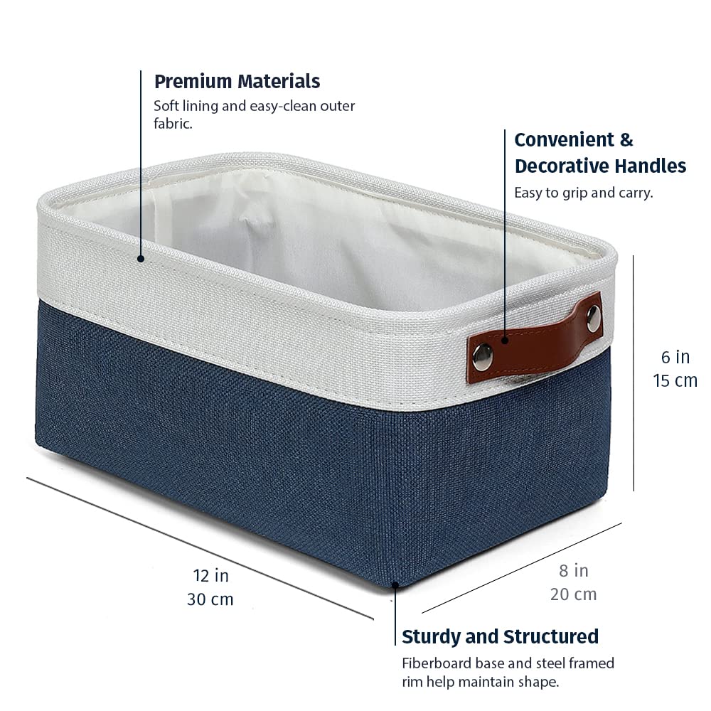 Organihaus Small Fabric Storage Baskets For Shelves 6 Pack | 12X8In Closet Storage Bins For Shelves | Cloth Baskets For Organizi