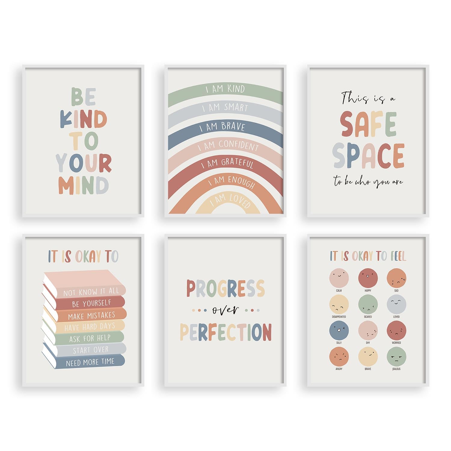 Heilkee Boho Rainbow Classroom Decor Positive Affirmations Wall Decor For Kids Bedroom Playroom Inspirational Office Wall Art Fo